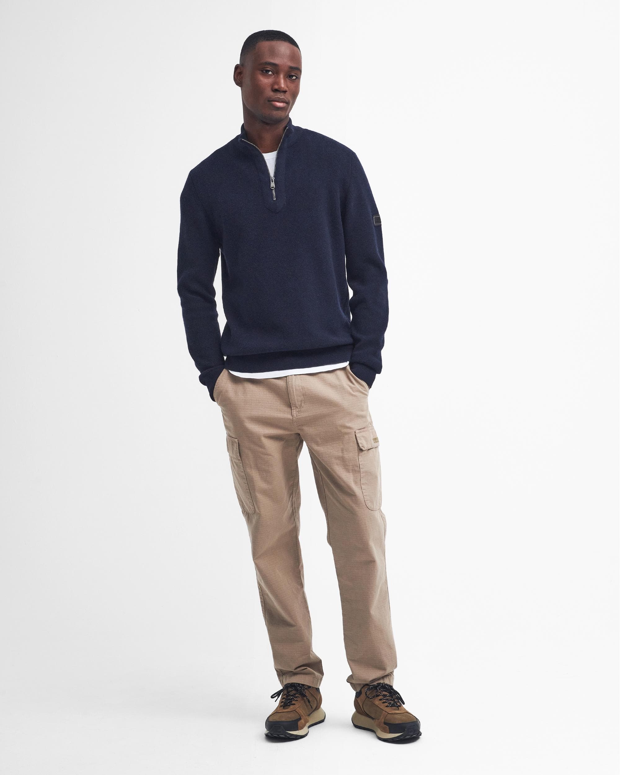 Barbour International Crawley Mens Funnel Neck Jumper - Navy - Image 3
