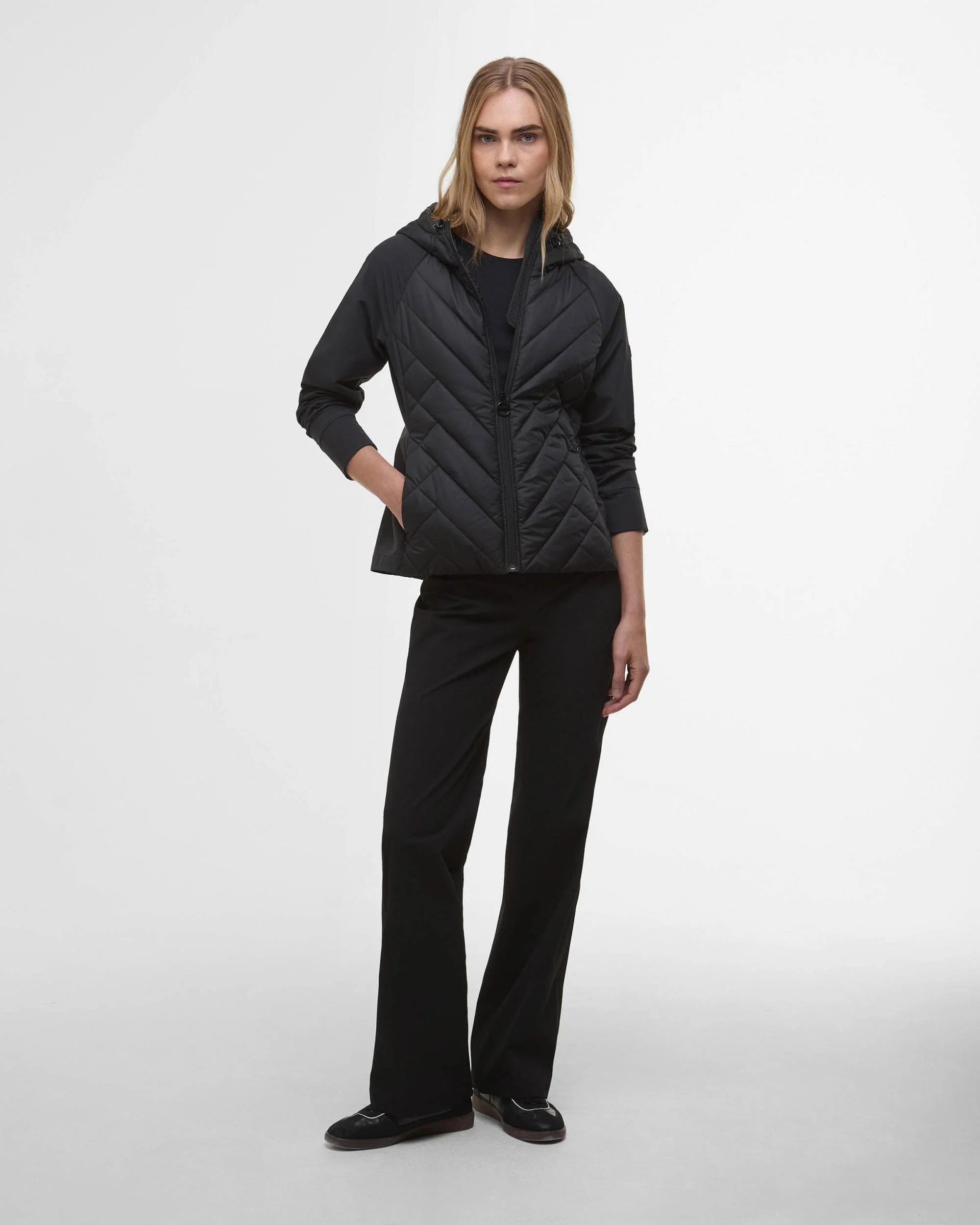 Barbour International Dakota Womens Quilted Sweatshirt - Black - Image 2