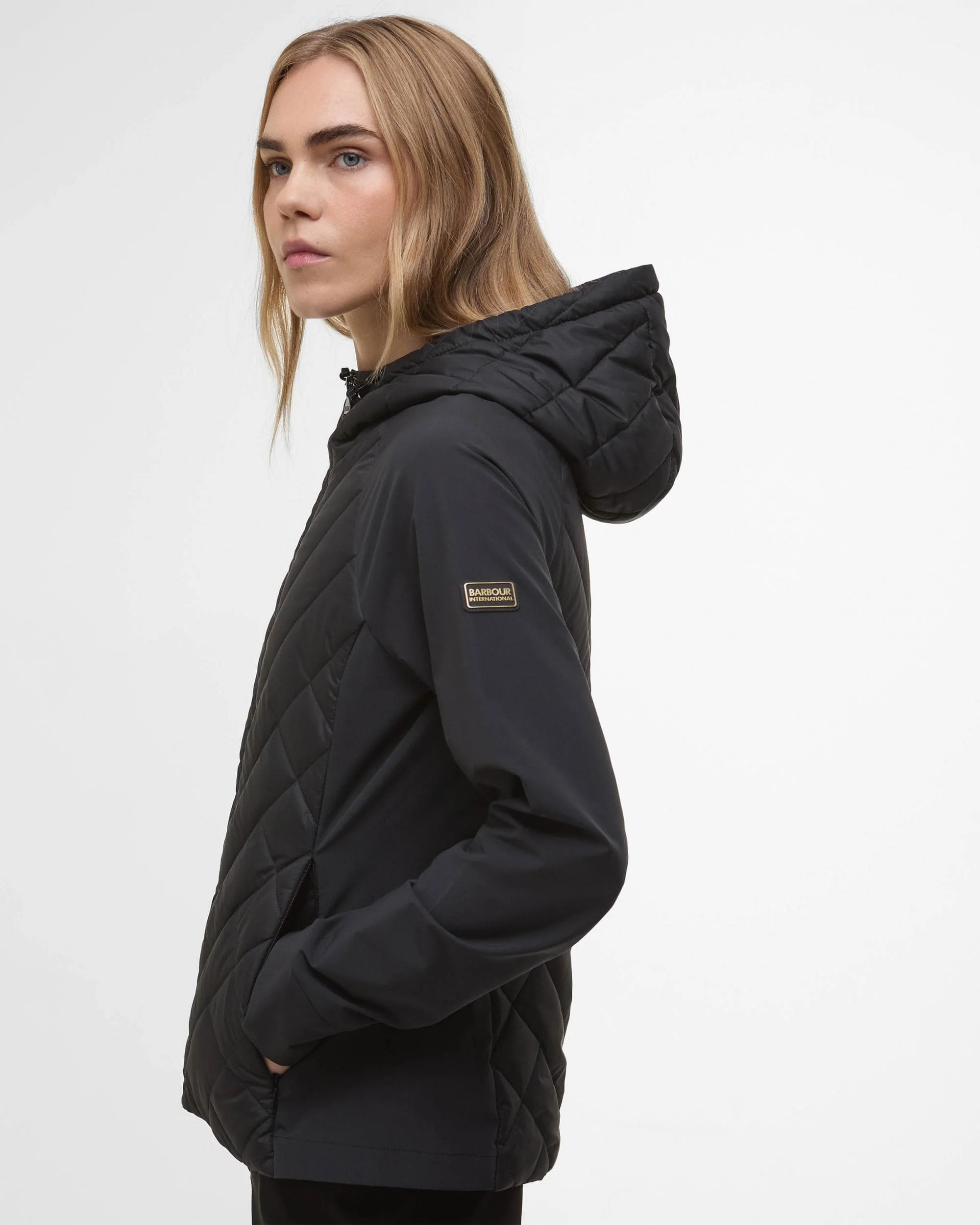 Barbour International Dakota Womens Quilted Sweatshirt - Black - Image 4