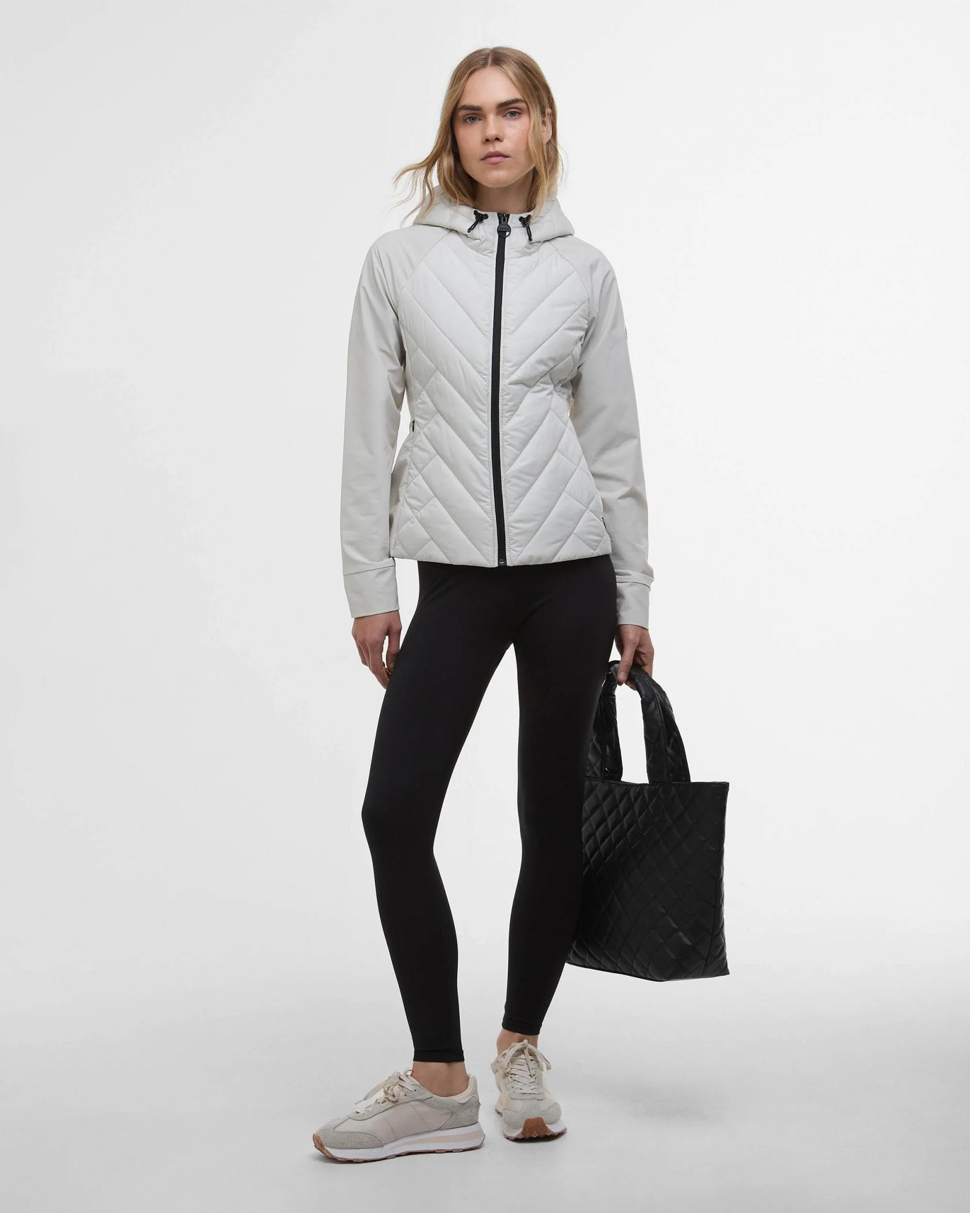 Barbour International Dakota Womens Quilted Sweatshirt - Silver Birch - Image 2