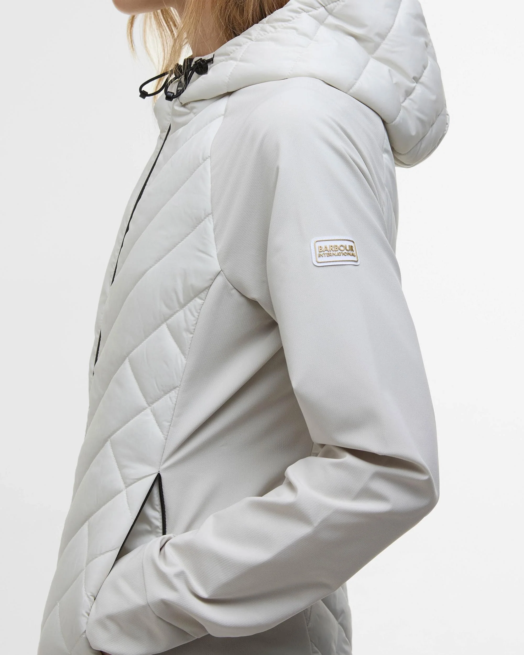 Barbour International Dakota Womens Quilted Sweatshirt - Silver Birch - Image 3