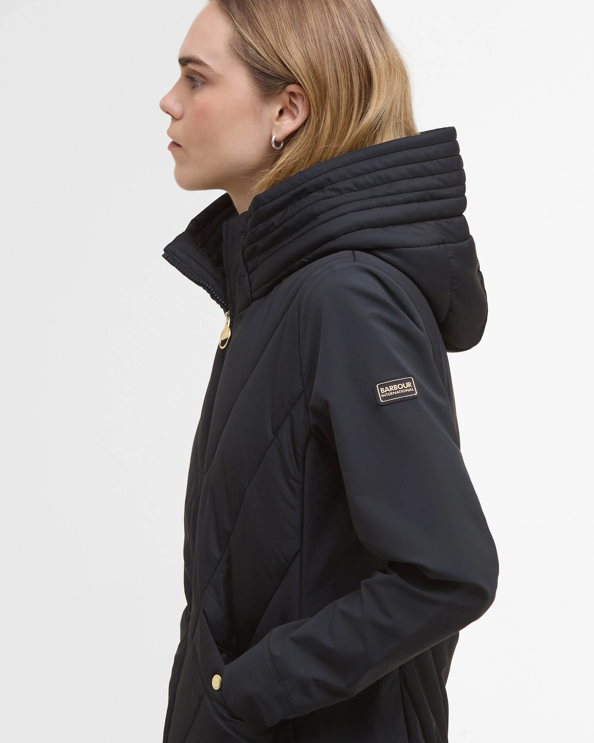 Barbour International Diablo Womens Quilted Sweat - Black - Image 4