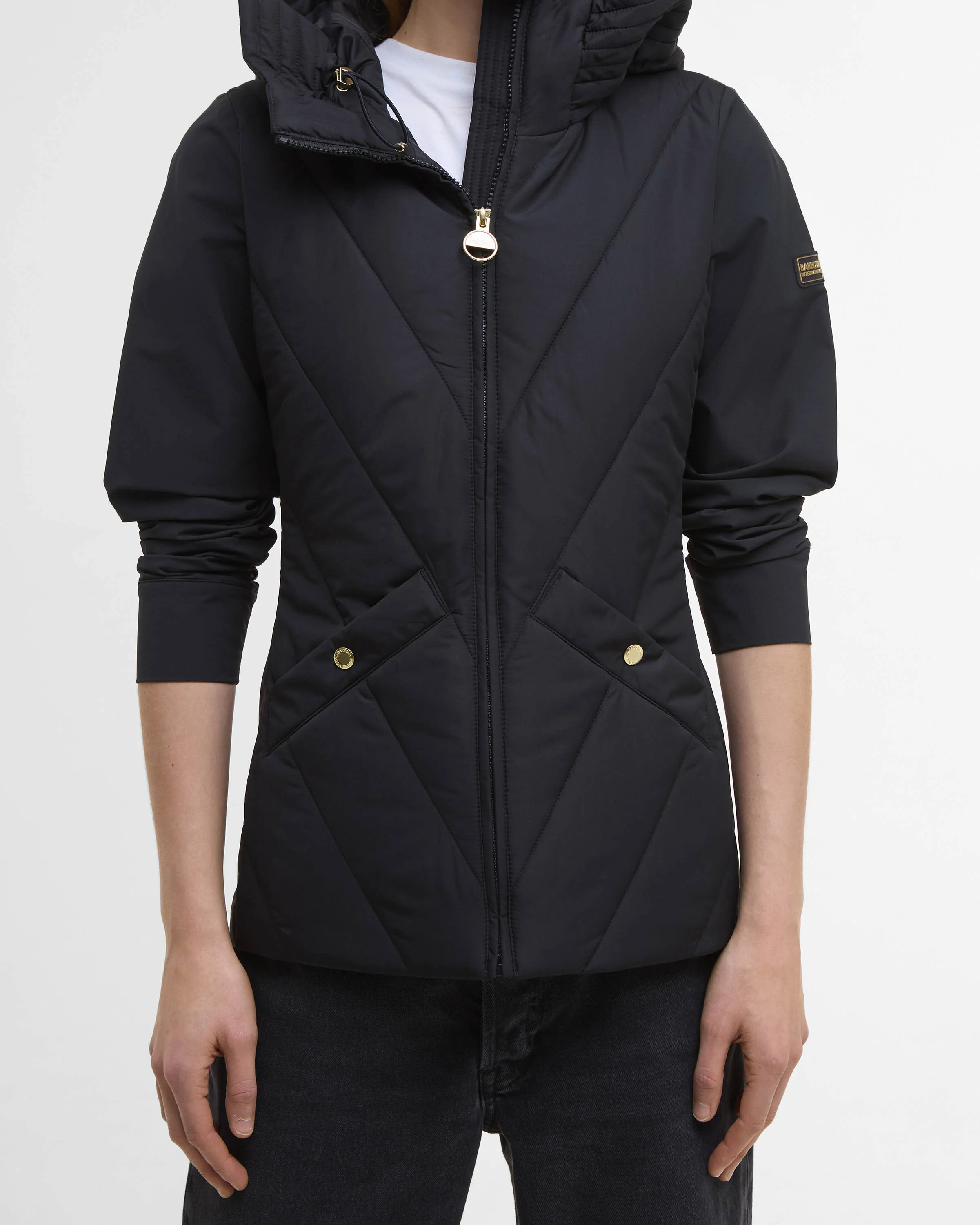 Barbour International Diablo Womens Quilted Sweat - Black - Image 5