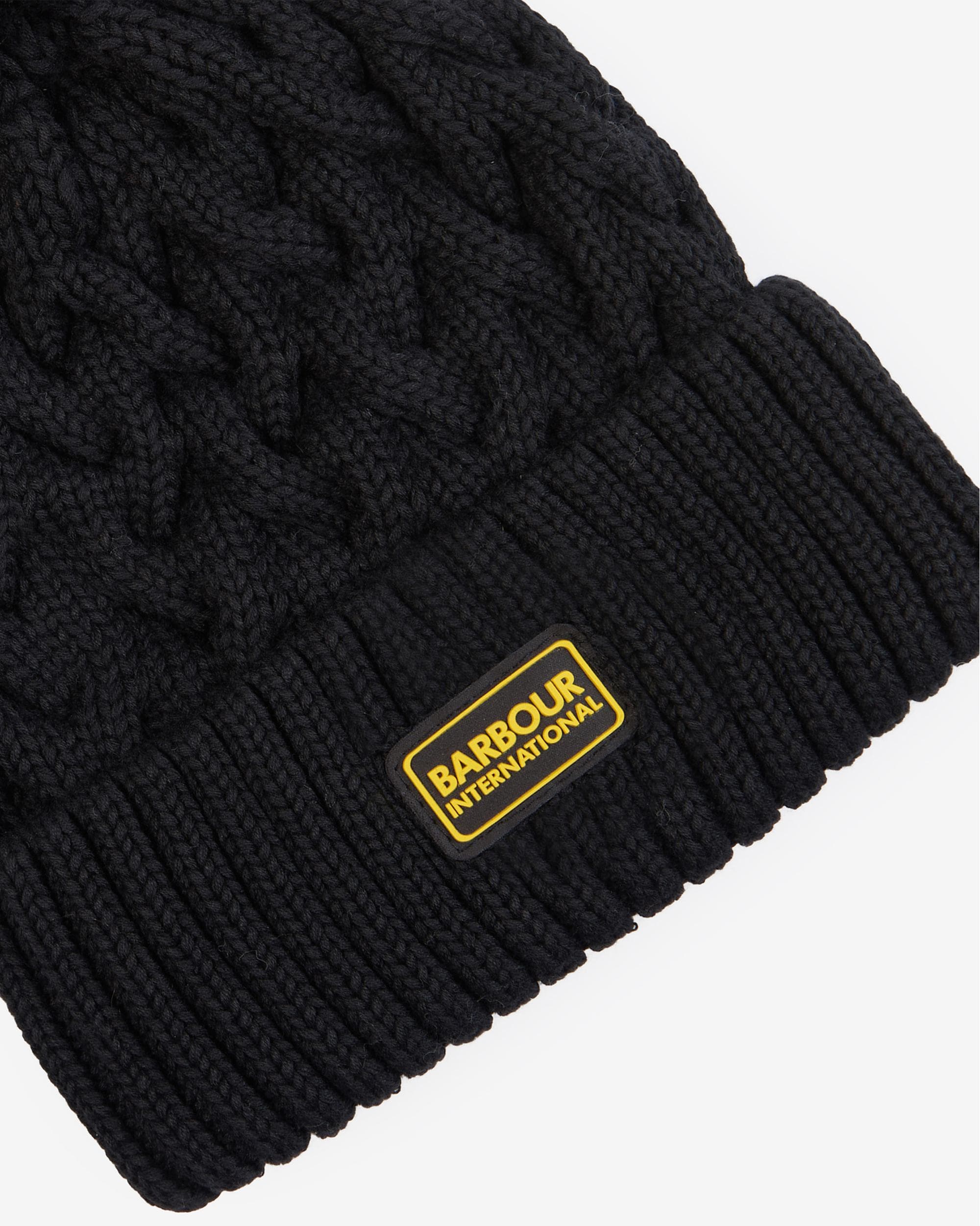 Barbour International Drift Mens Cable Beanie - Black - Image 3