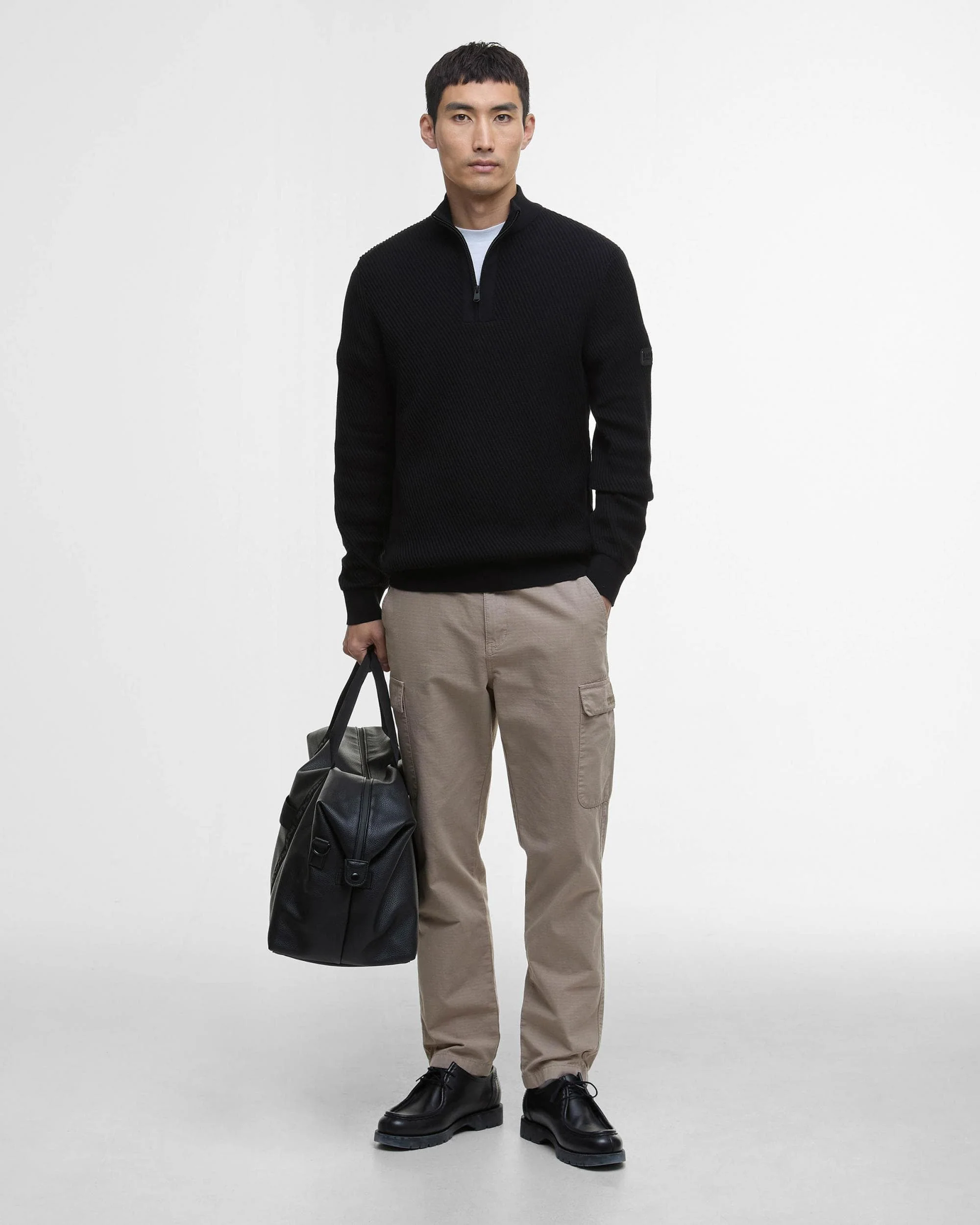 Barbour International Dune Mens Funnel Neck Jumper - Black - Image 2