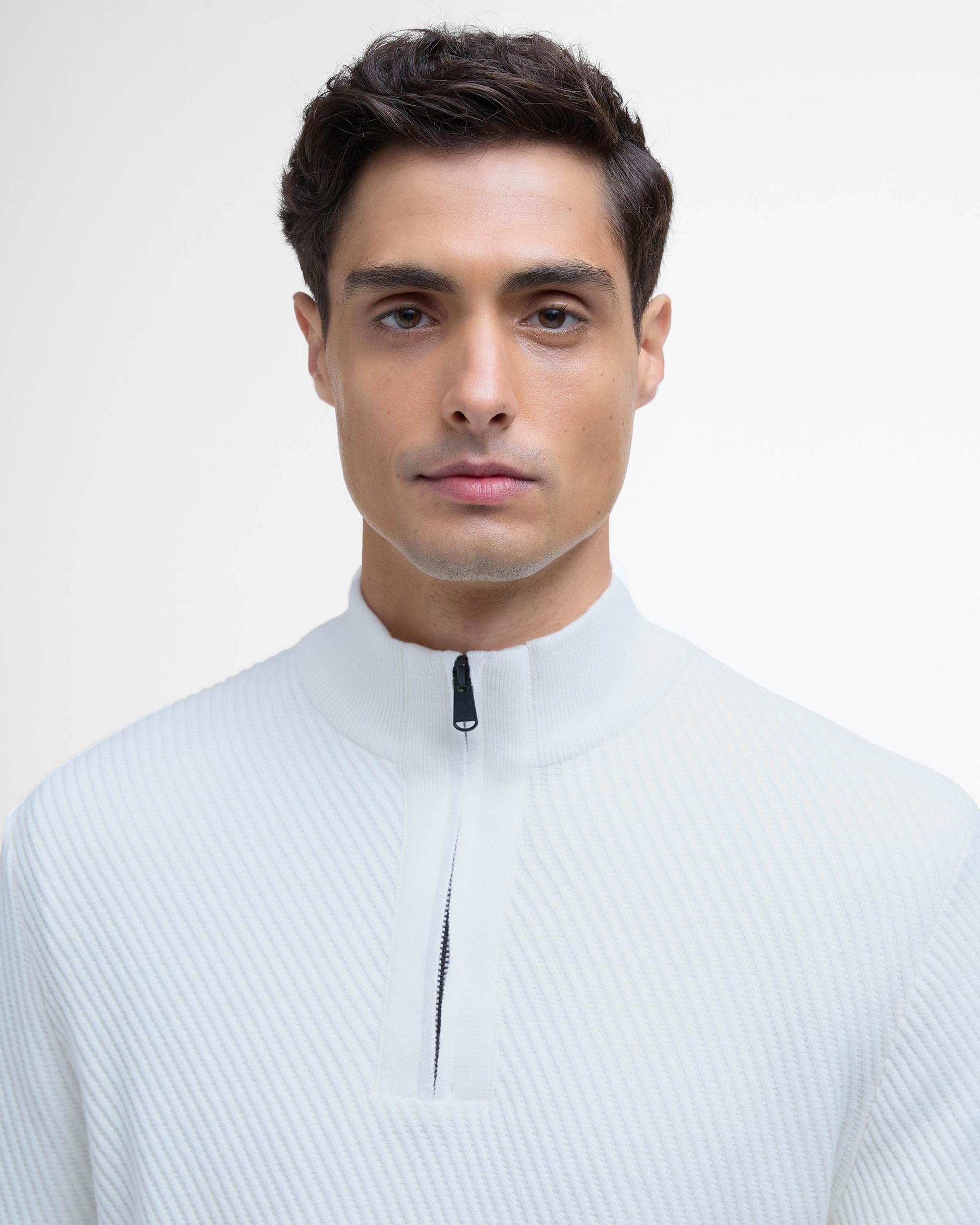 Barbour International Dune Mens Funnel Neck Jumper - Whisper White - Image 3