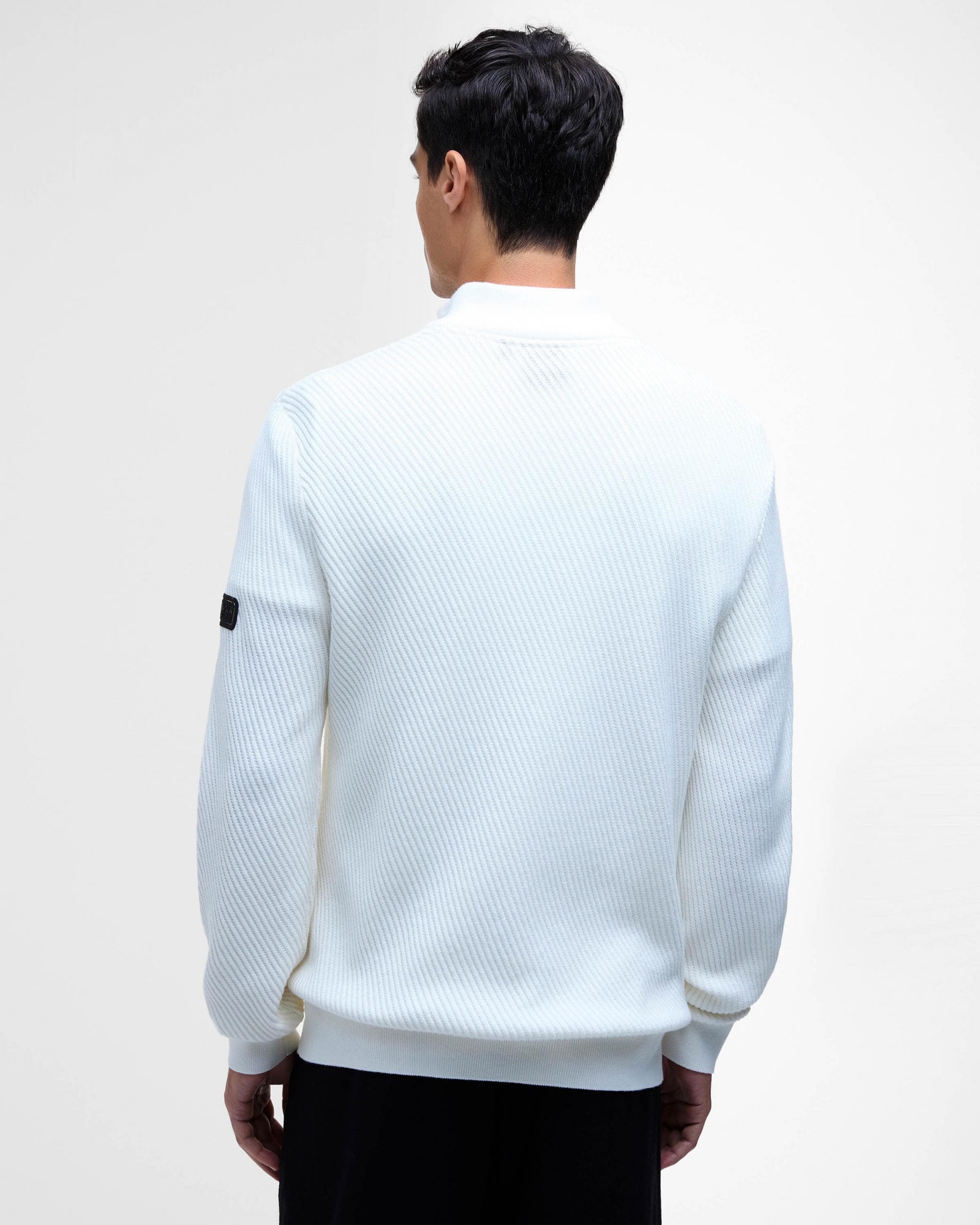 Barbour International Dune Mens Funnel Neck Jumper - Whisper White - Image 5