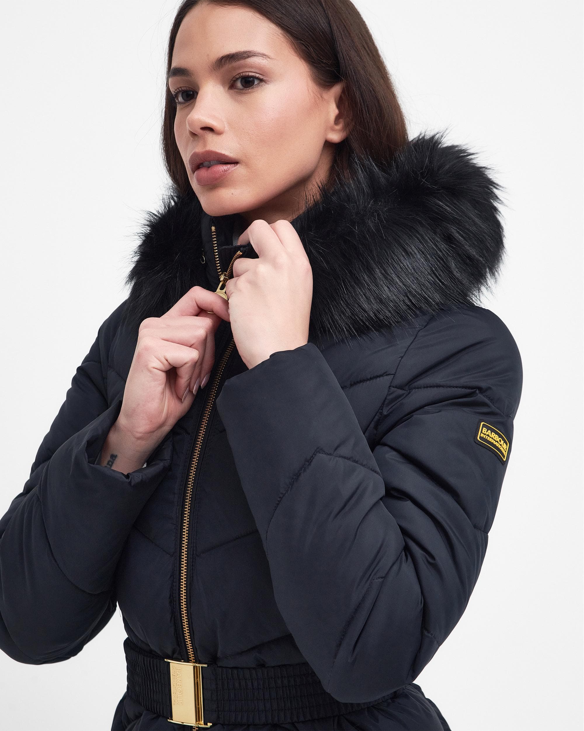 Barbour International East Moor Womens Long Quilted Jacket - Image 2