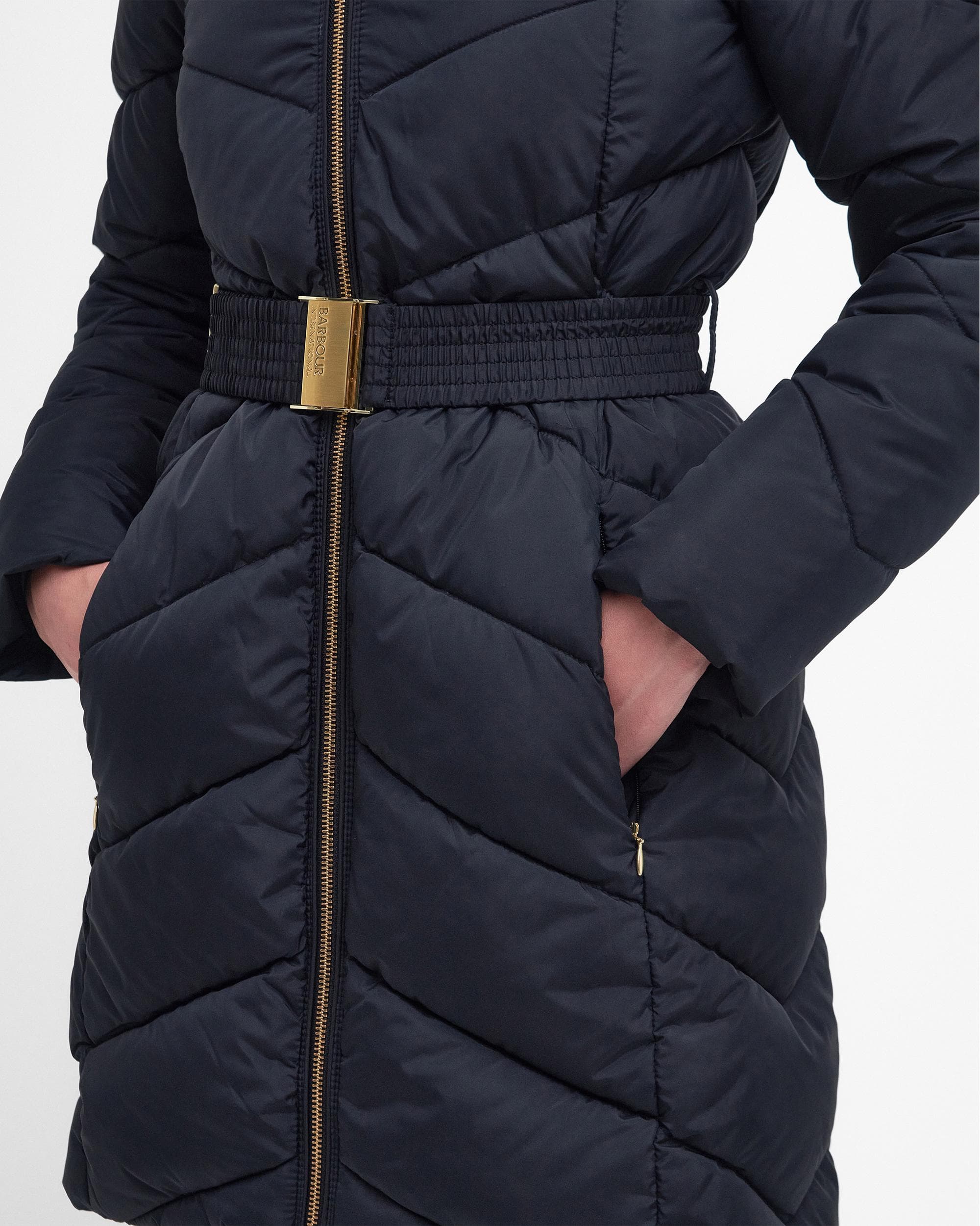Barbour International East Moor Womens Long Quilted Jacket - Image 3