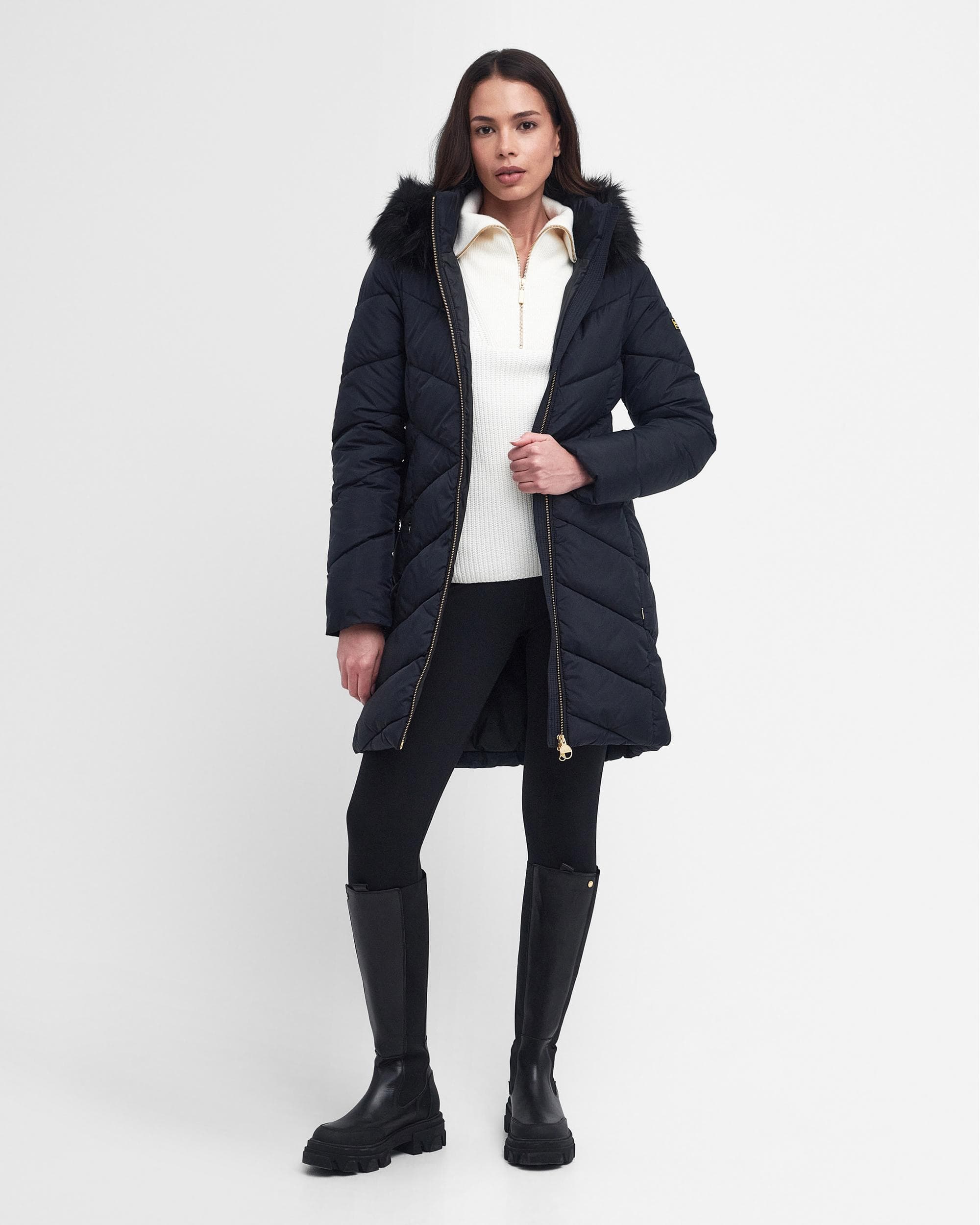Barbour International East Moor Womens Long Quilted Jacket - Image 4