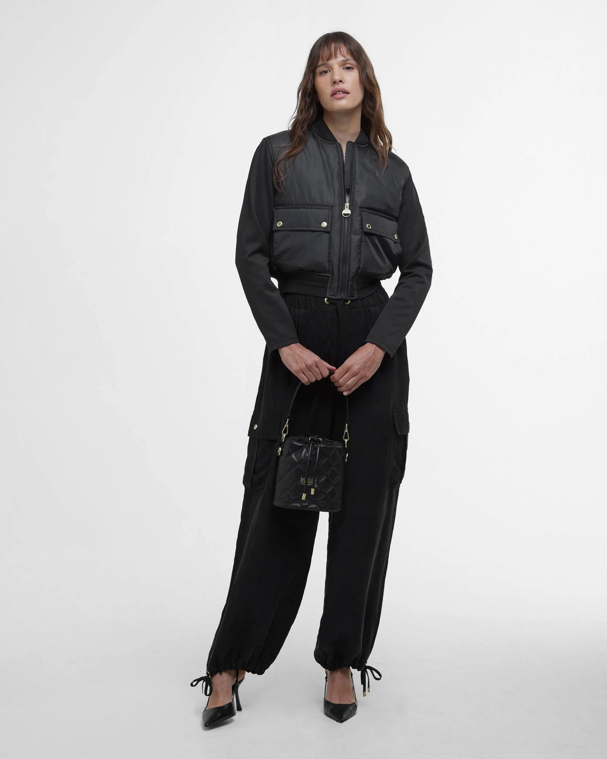 Barbour International Emerson Womens Quilted Sweatshirt - Black - Image 2