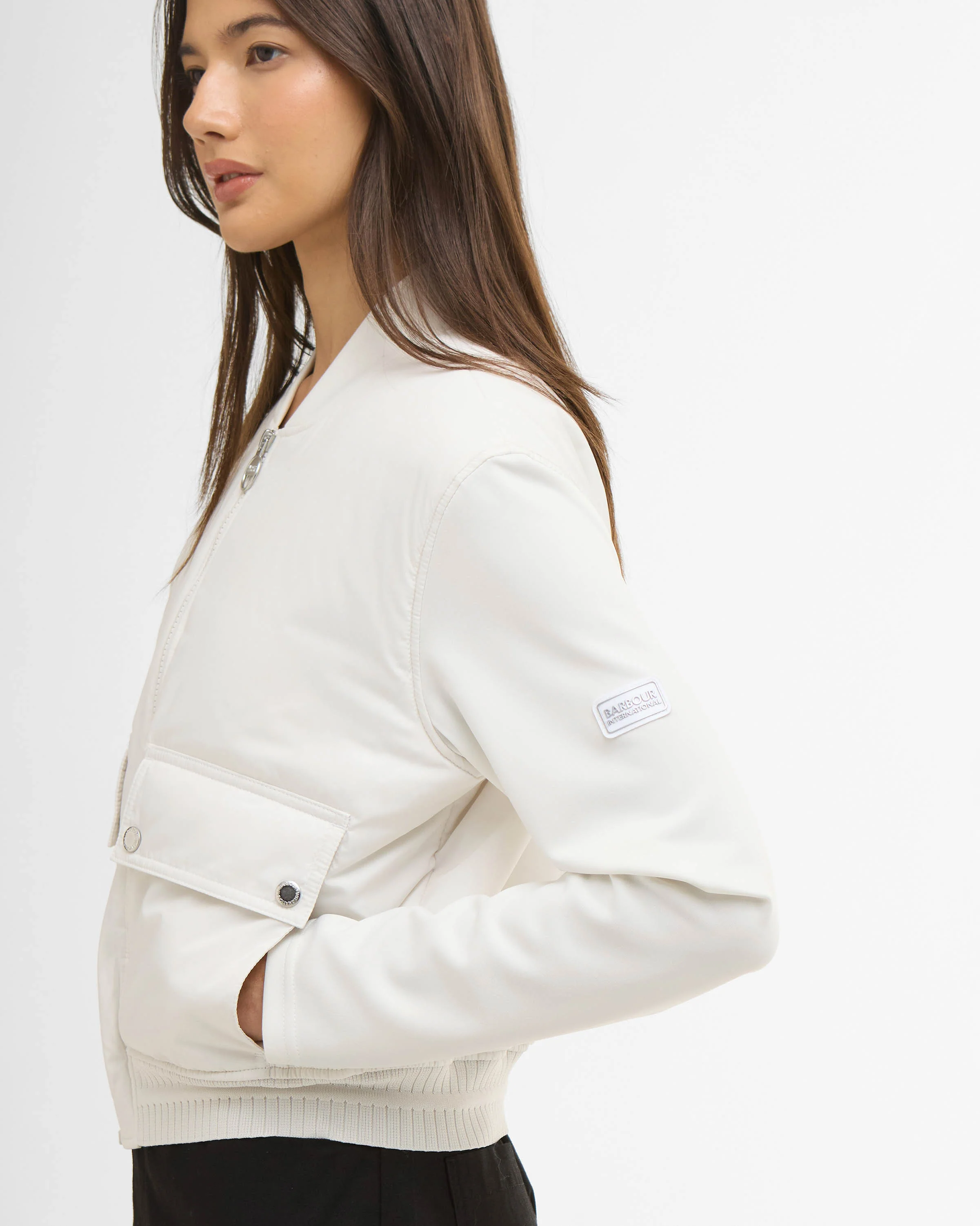 Barbour International Emerson Womens Quilted Sweatshirt - Vaporous Grey - Image 4
