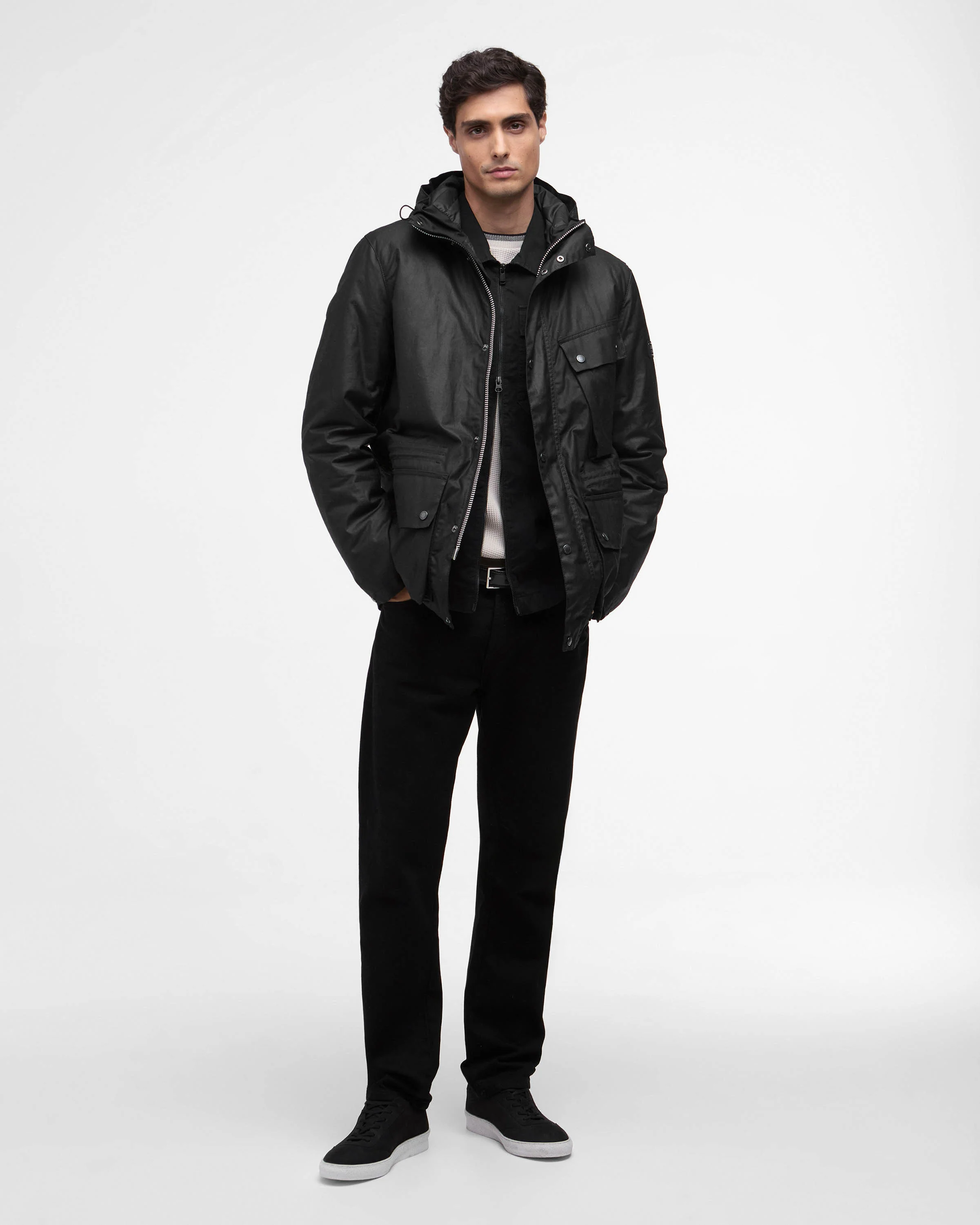 Barbour International Endley Mens Wax Jacket - Black - Image 2