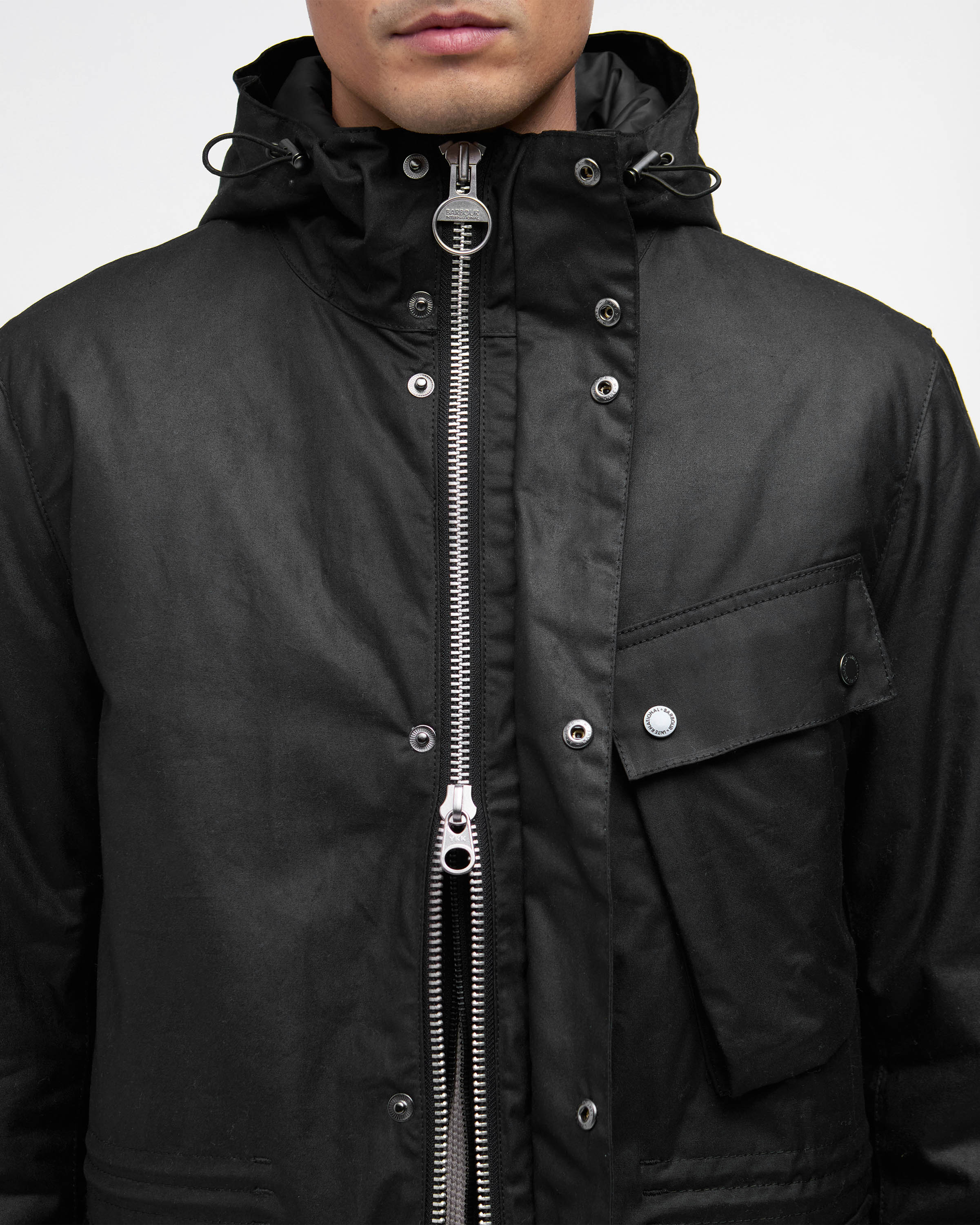 Barbour International Endley Mens Wax Jacket - Black - Image 4