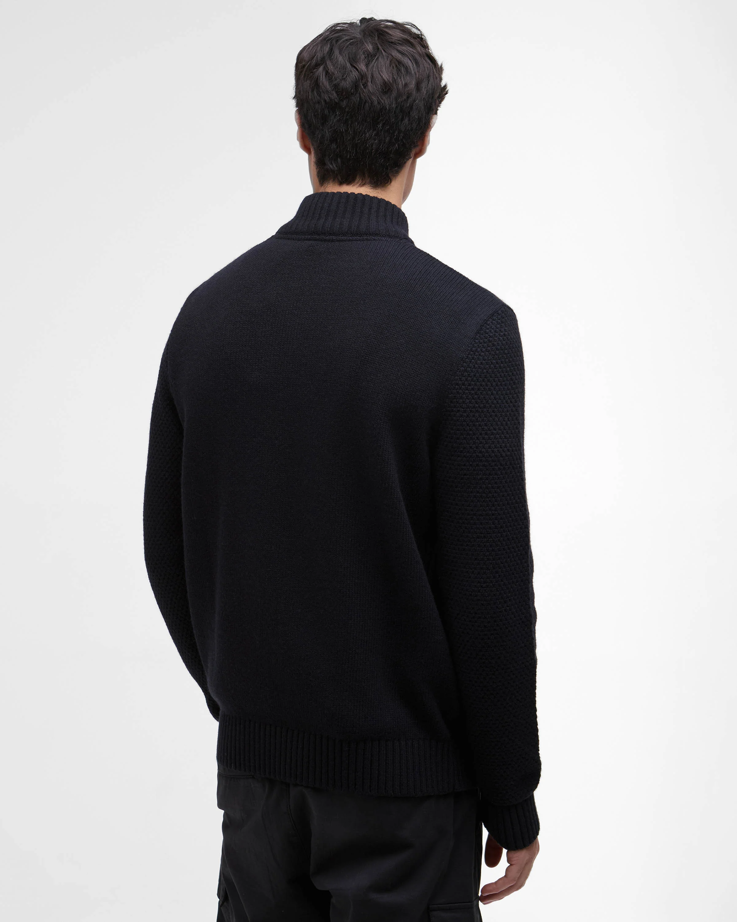 Barbour International Enfield Mens Funnel Neck Jumper - Black - Image 4