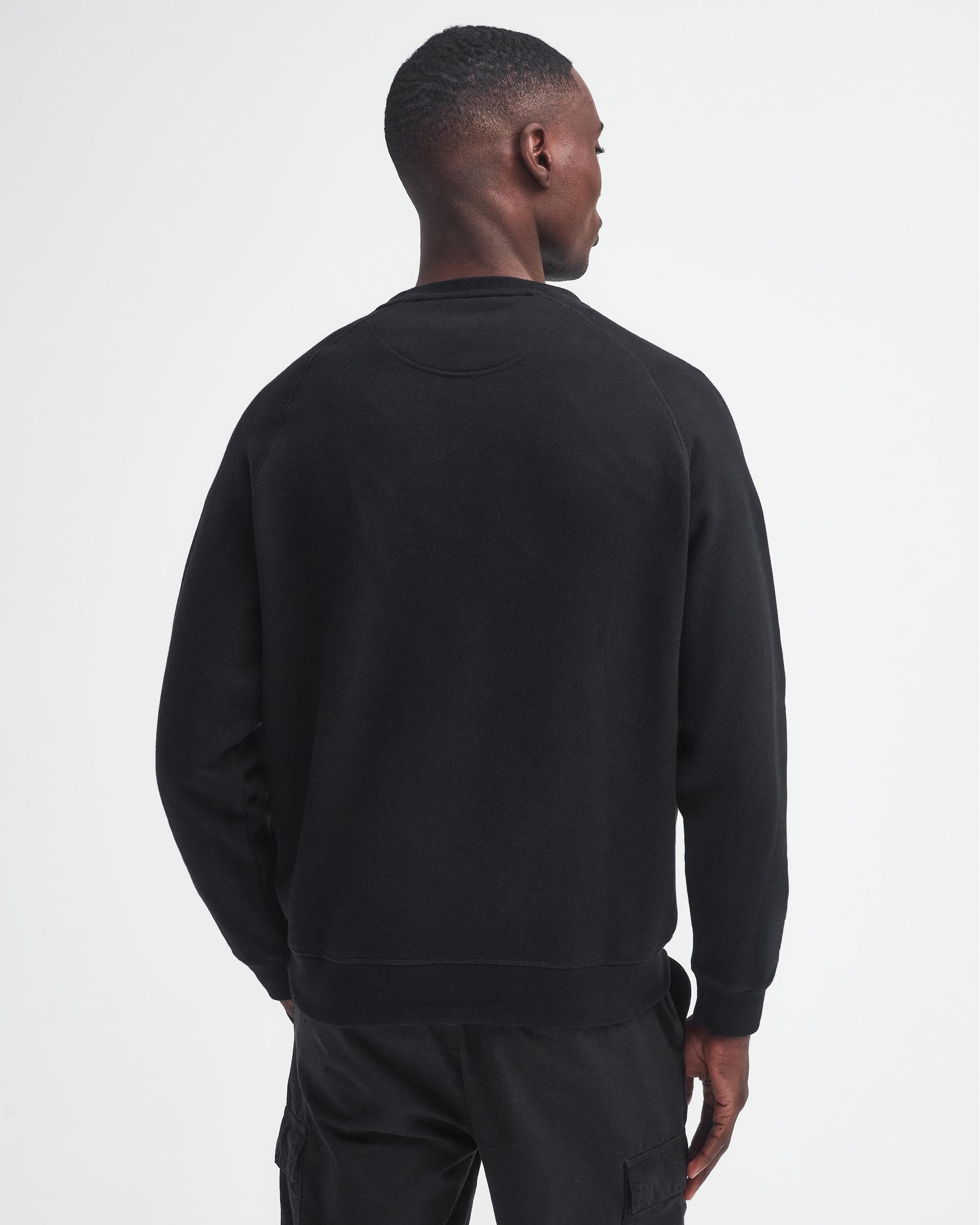 Barbour International Essential Crew Mens Sweatshirt - Black/Pewter - Image 4