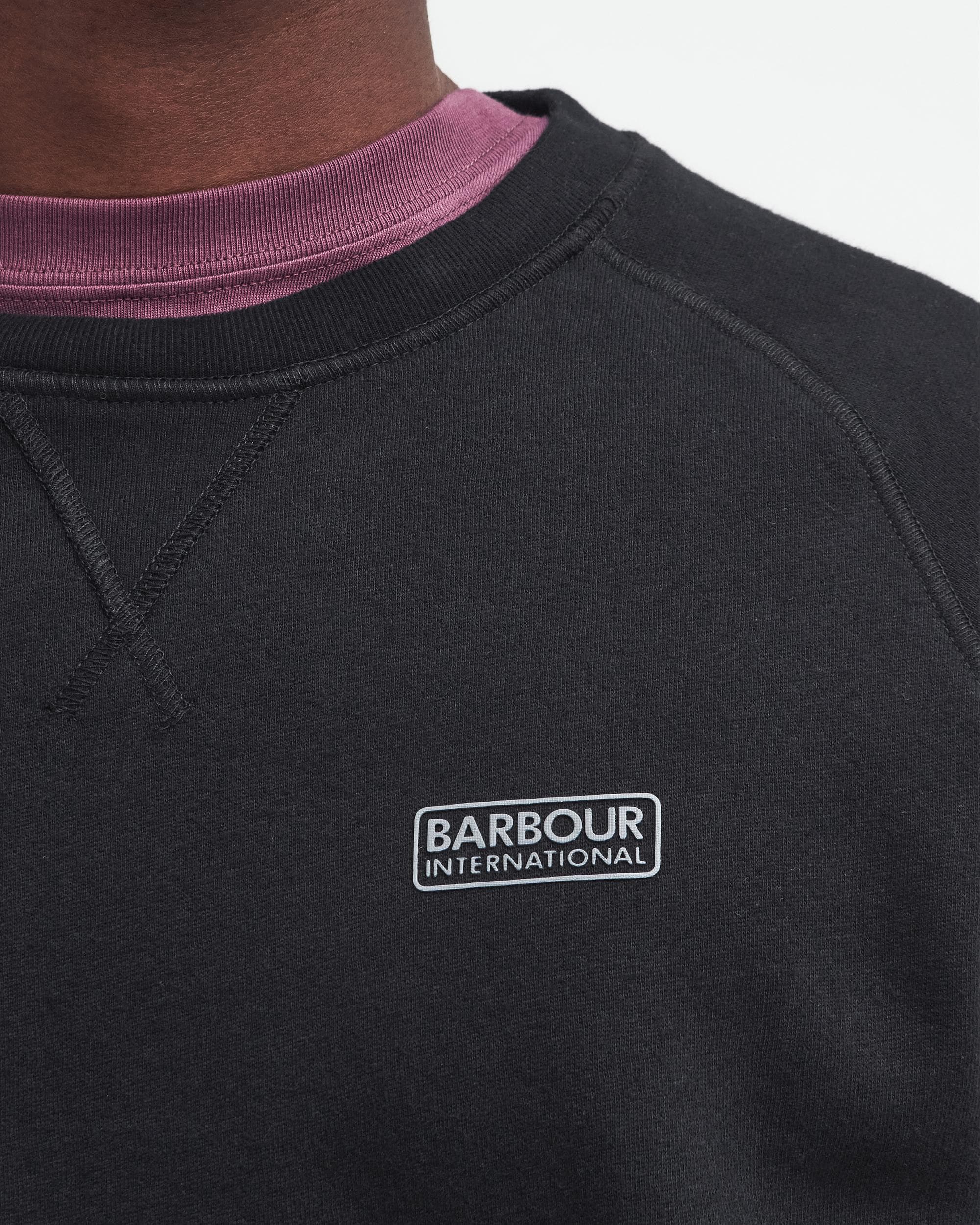 Barbour International Essential Crew Mens Sweatshirt - Black/Pewter - Image 5