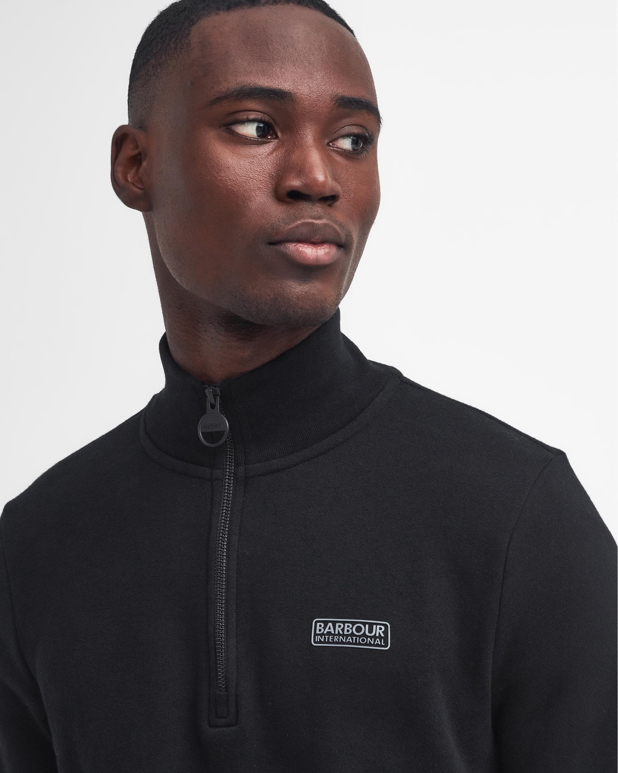 Barbour International Essential Half-Zip Mens Sweatshirt - Black/Pewter - Image 2