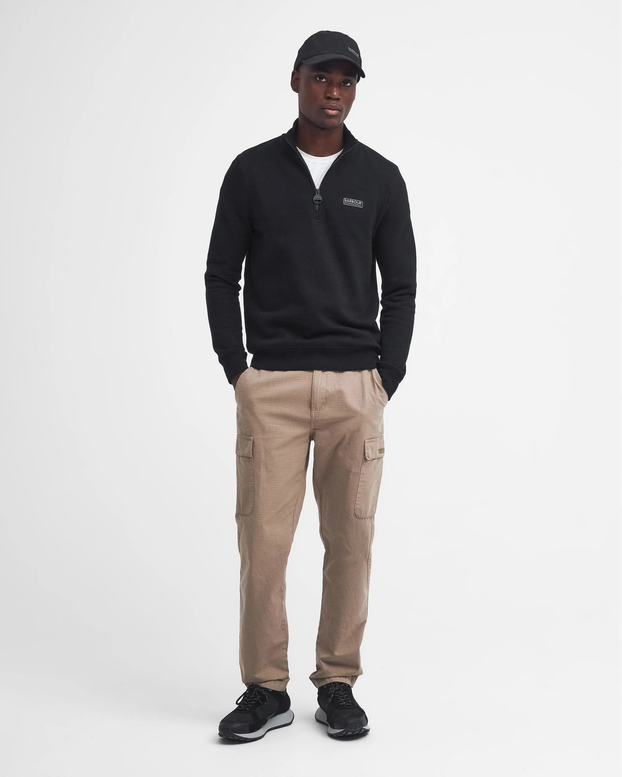 Barbour International Essential Half-Zip Mens Sweatshirt - Black/Pewter - Image 3