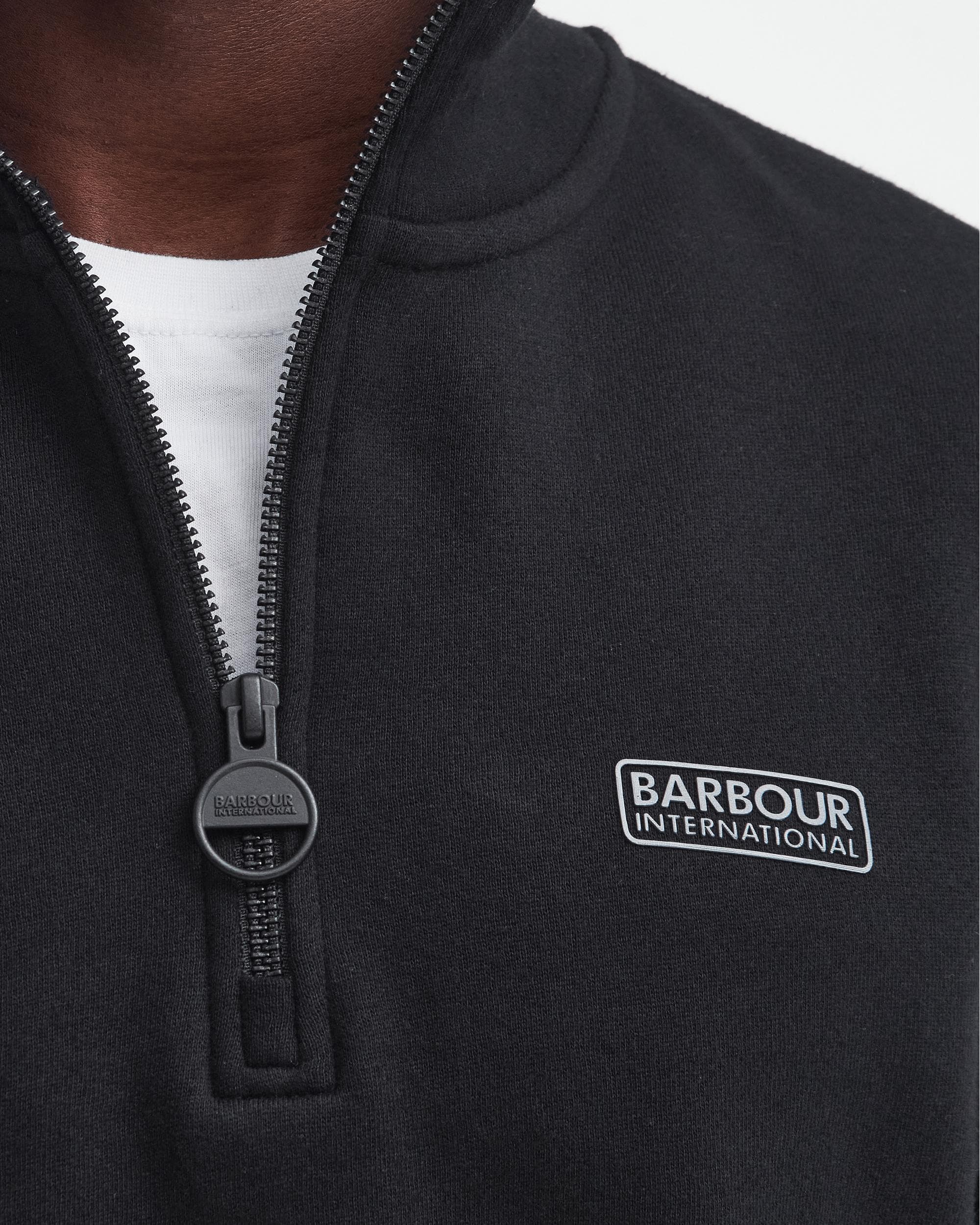 Barbour International Essential Half-Zip Mens Sweatshirt - Black/Pewter - Image 5