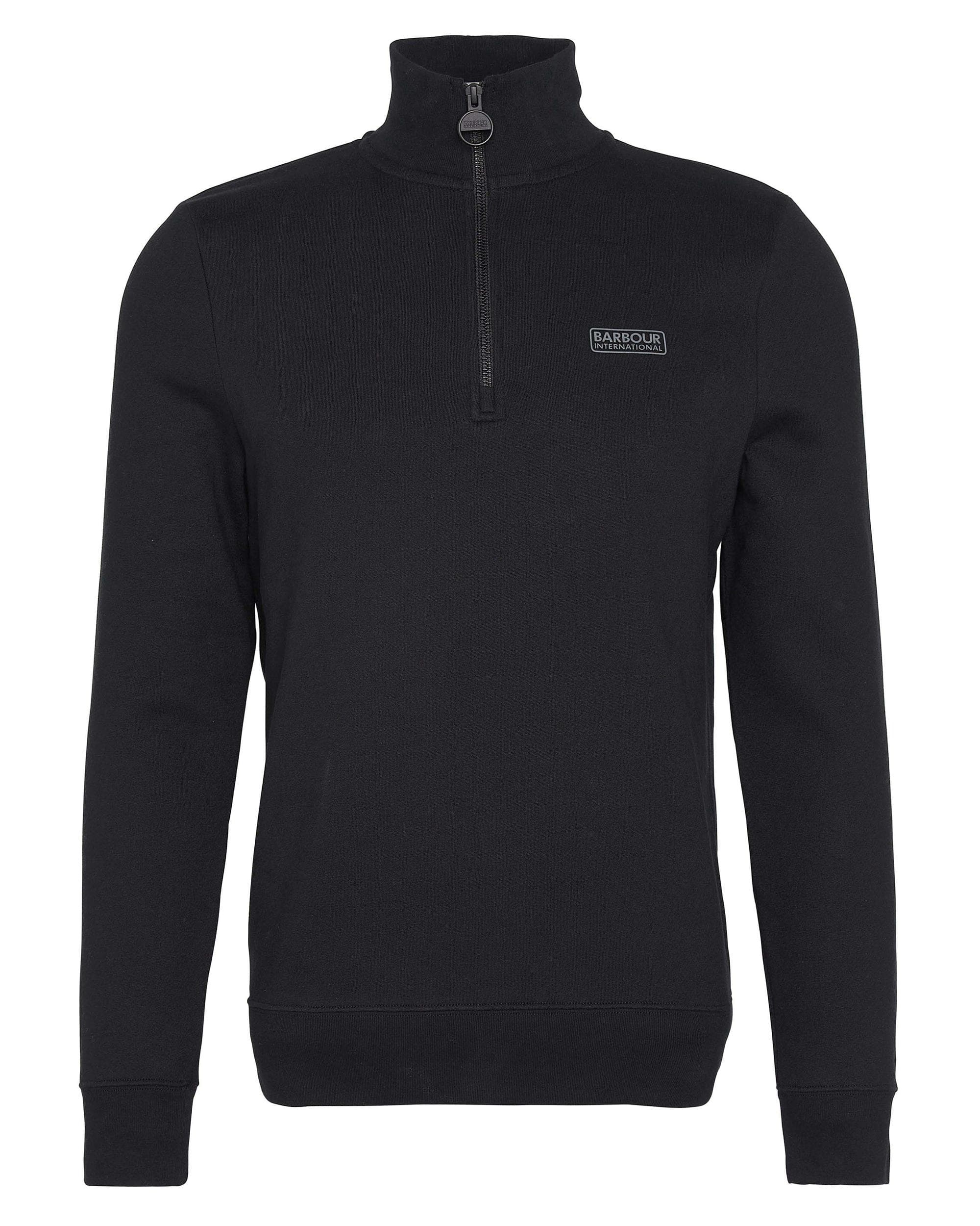 Barbour International Essential Half-Zip Mens Sweatshirt - Black/Pewter - Image 7