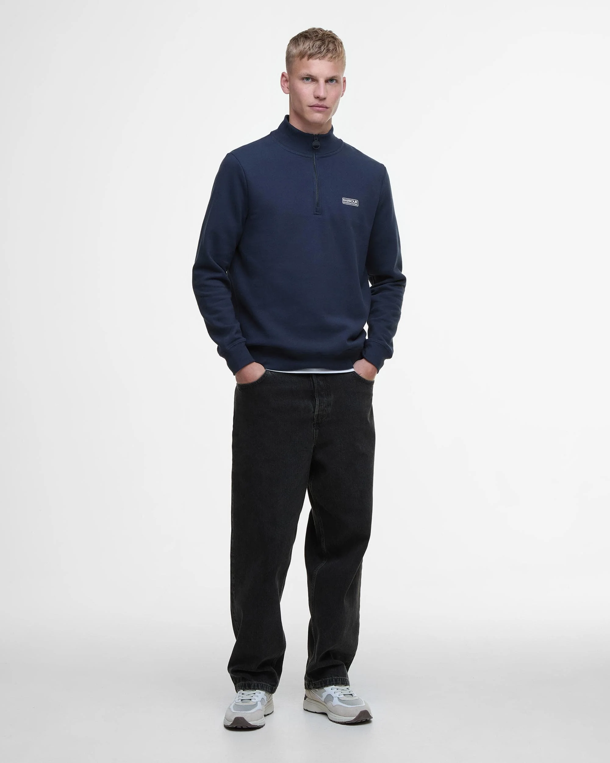 Barbour International Essential Half-Zip Mens Sweatshirt - International Navy - Image 4