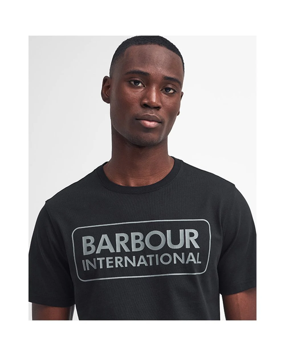 Barbour International Essential Large Logo Mens T-Shirt - Black/Pewter - Image 2