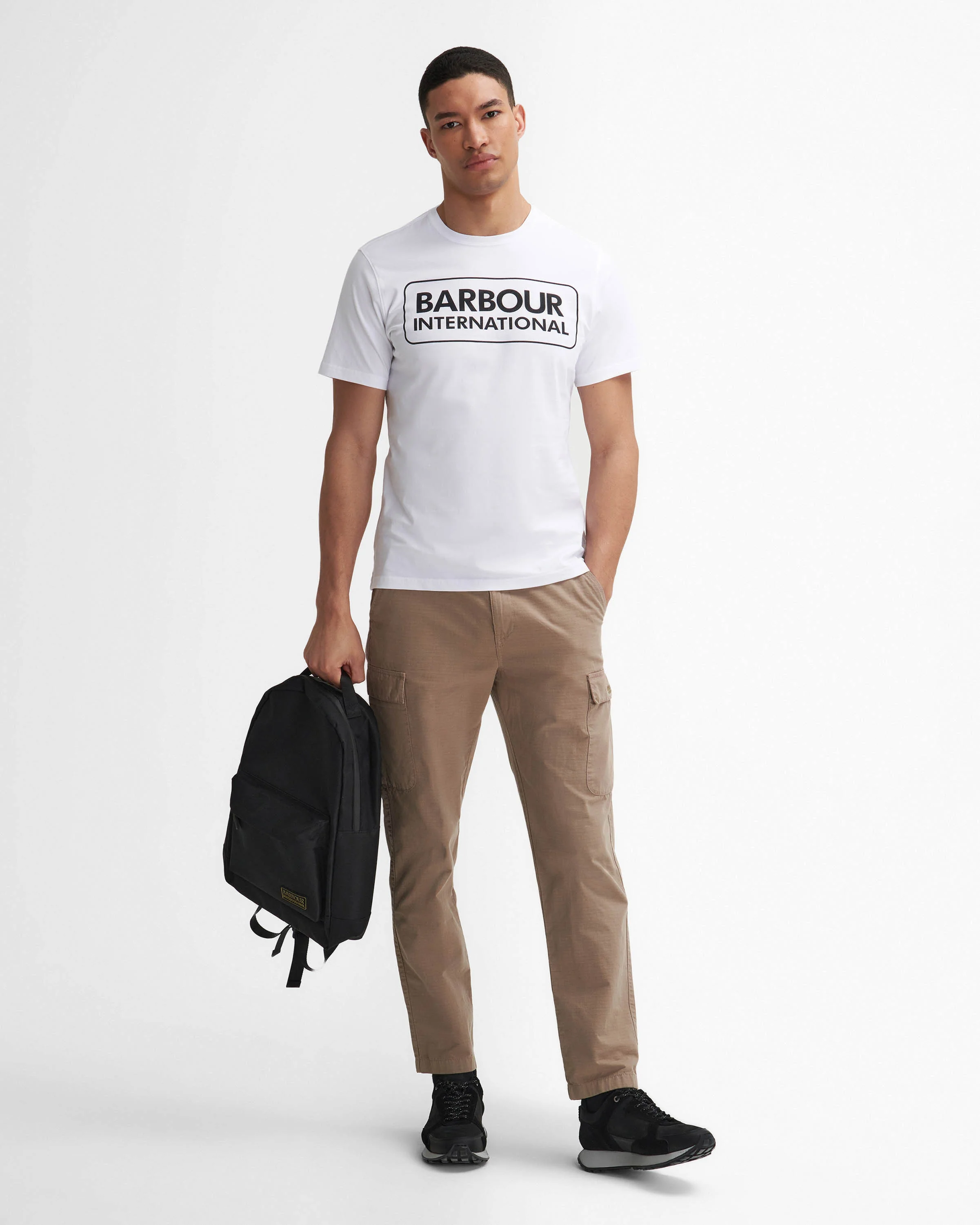Barbour International Essential Large Logo Mens T-Shirt - White - Image 2
