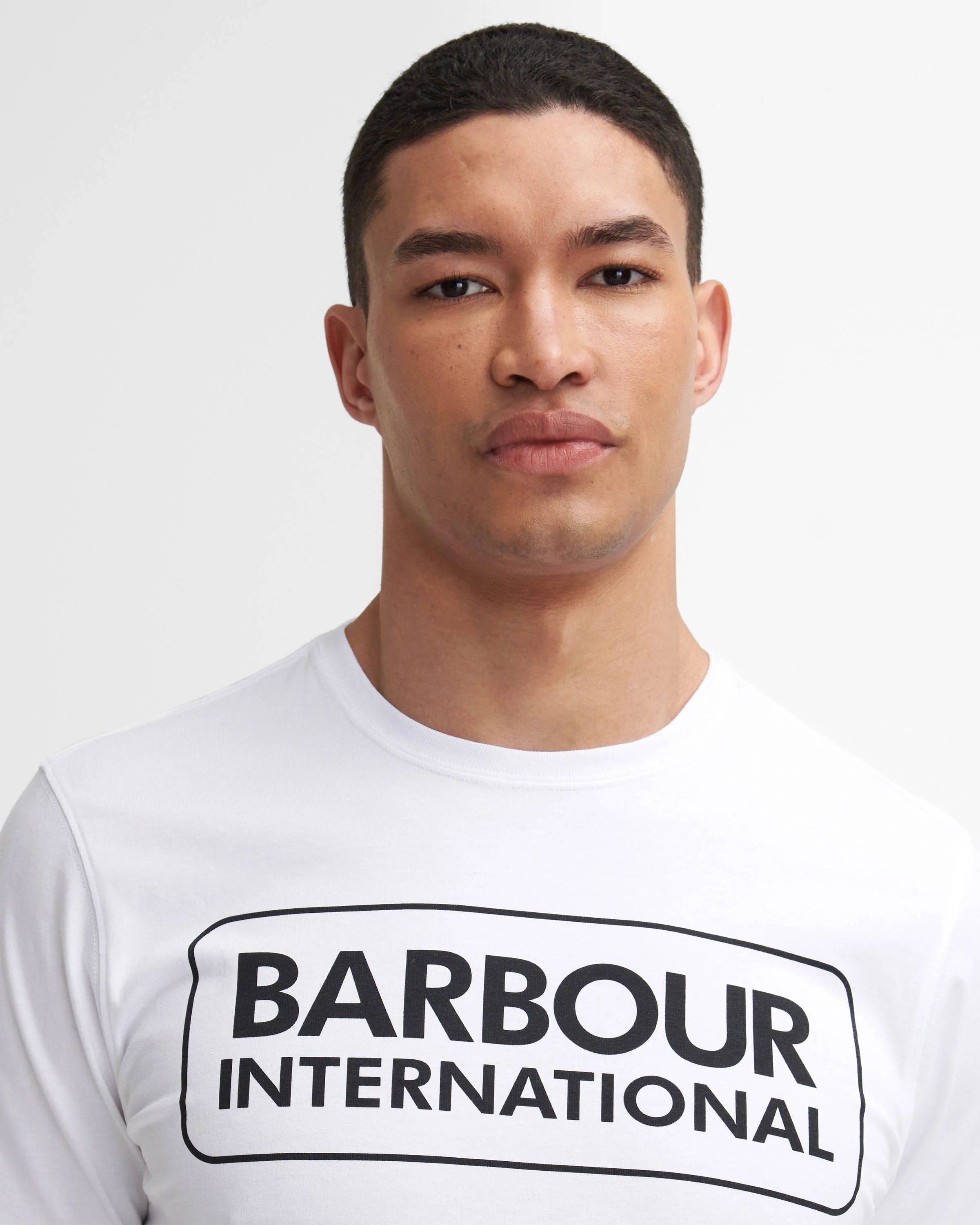 Barbour International Essential Large Logo Mens T-Shirt - White - Image 3