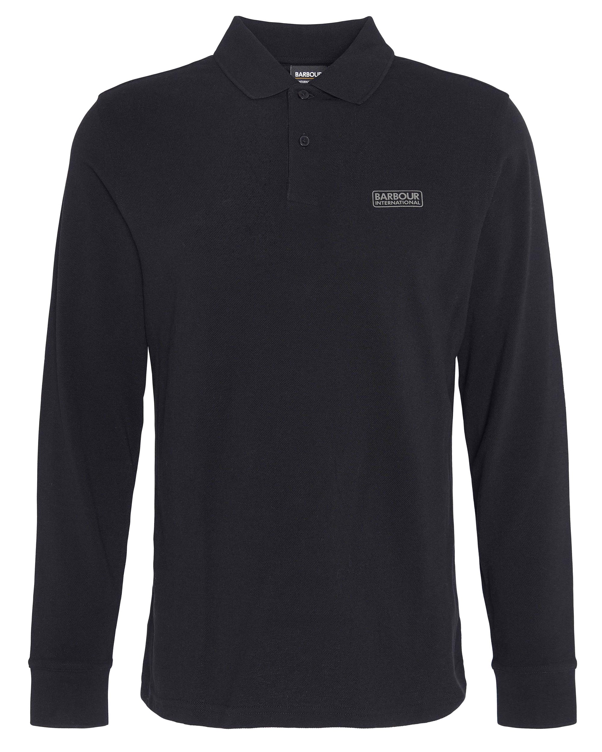 Barbour International Essential Mens Long Sleeve Polo - Black/Pewter - Image 7