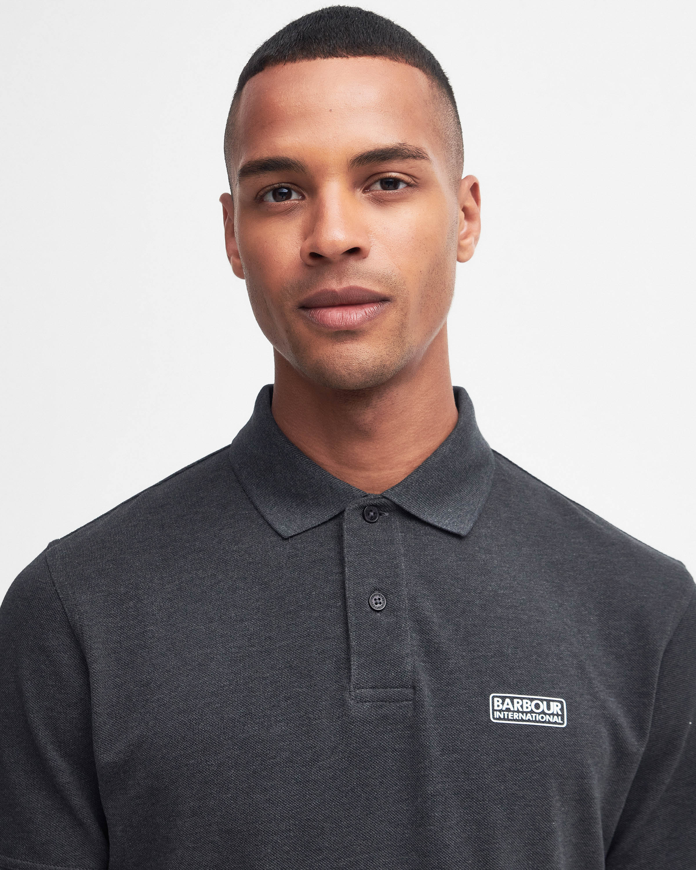 Barbour International Essential Short Sleeve Mens Polo - Asphalt Marl - Image 4