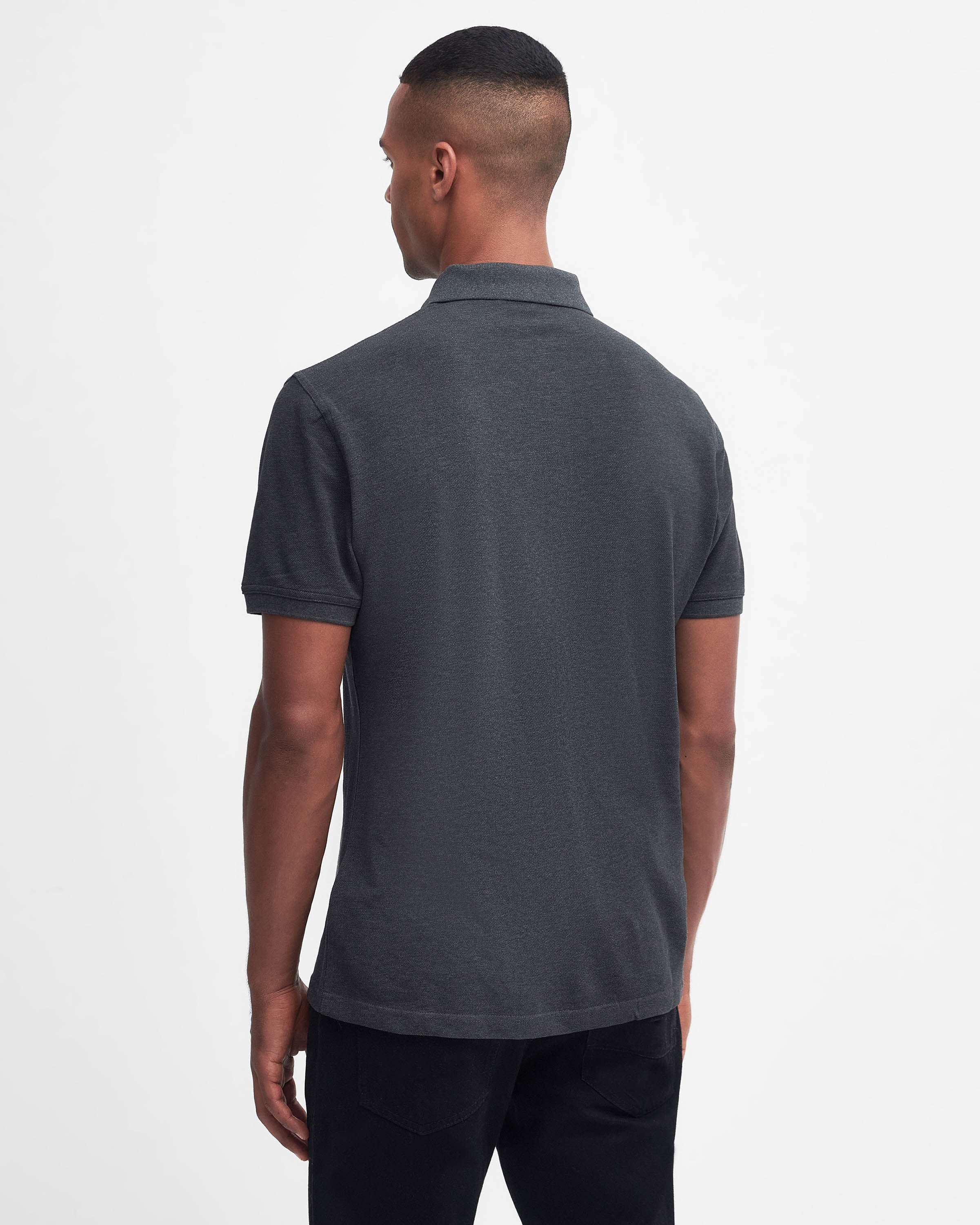 Barbour International Essential Short Sleeve Mens Polo - Asphalt Marl - Image 5