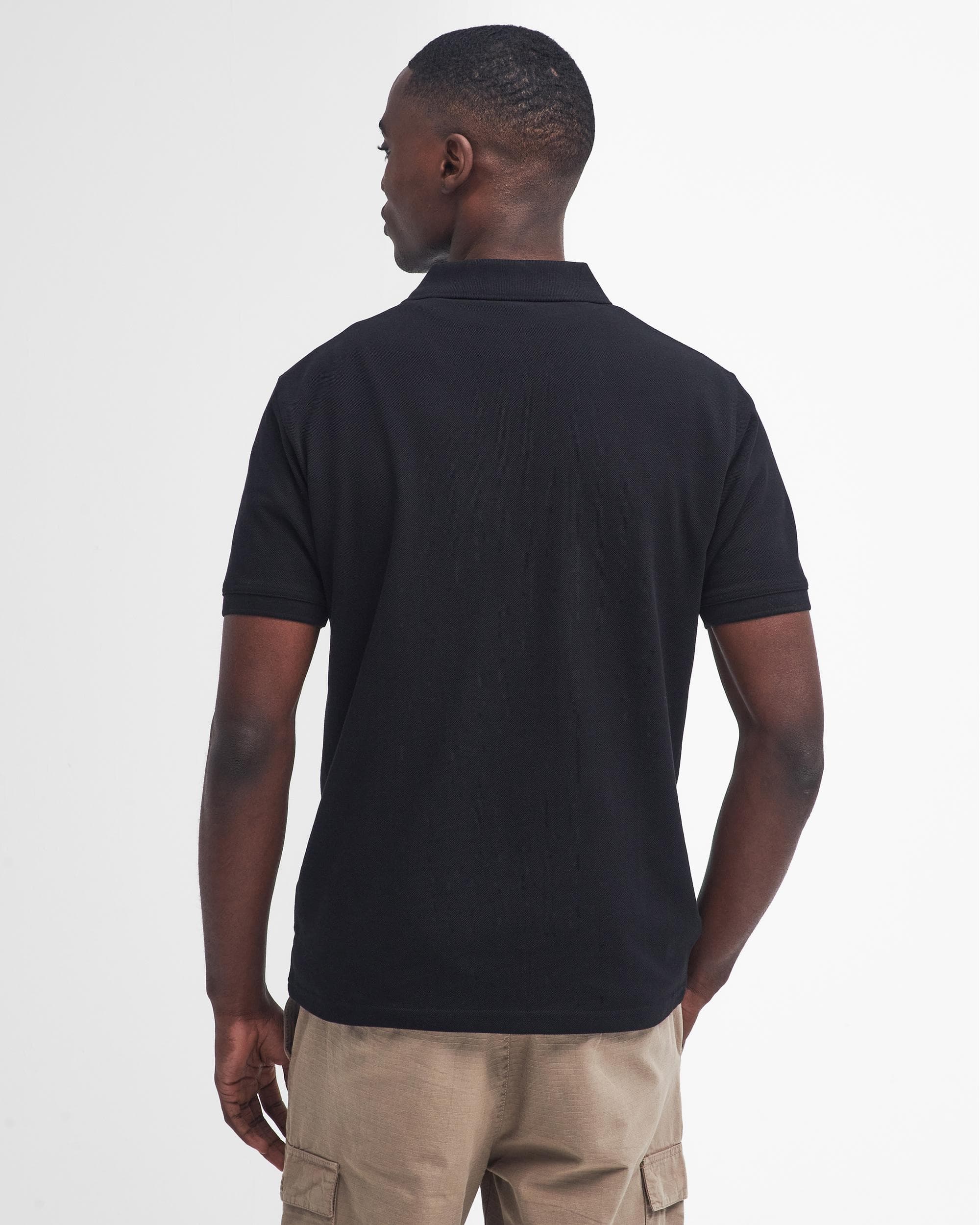 Barbour International Essential Short Sleeve Mens Polo - Black/Pewter - Image 4