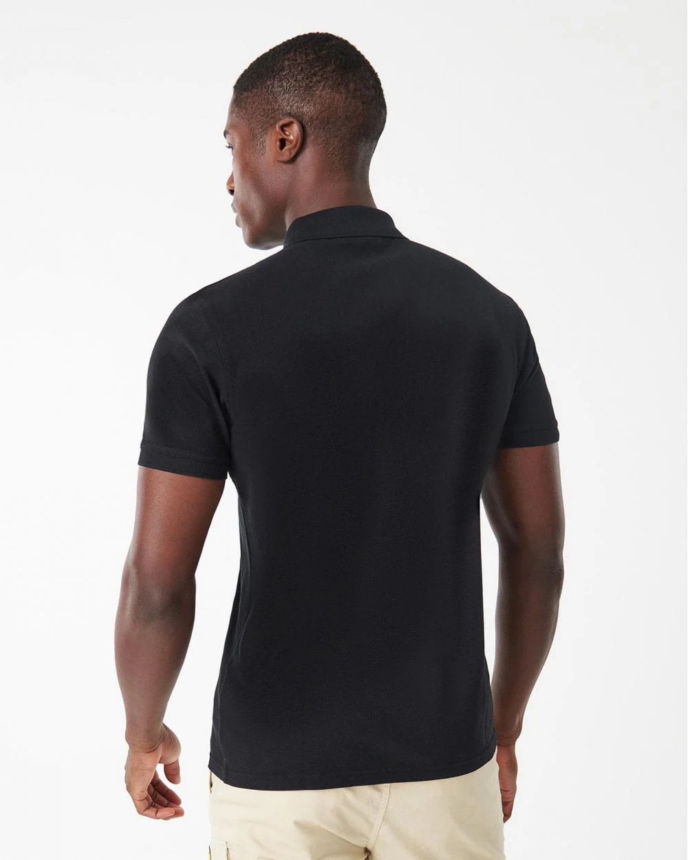 Barbour International Essential Short Sleeve Mens Polo - Black/Yellow - Image 4