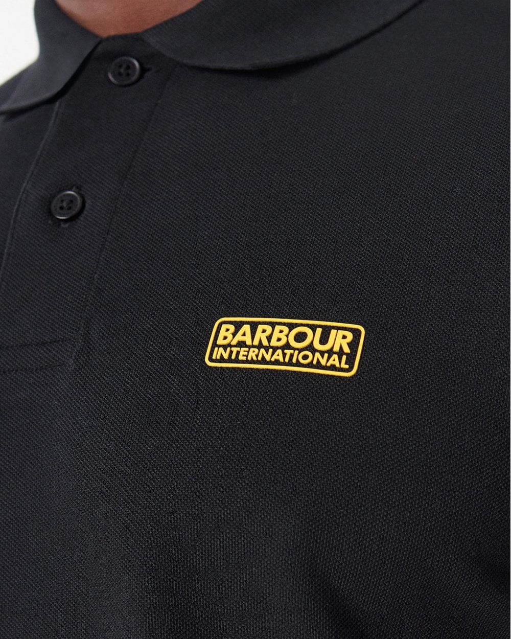 Barbour International Essential Short Sleeve Mens Polo - Black/Yellow - Image 5