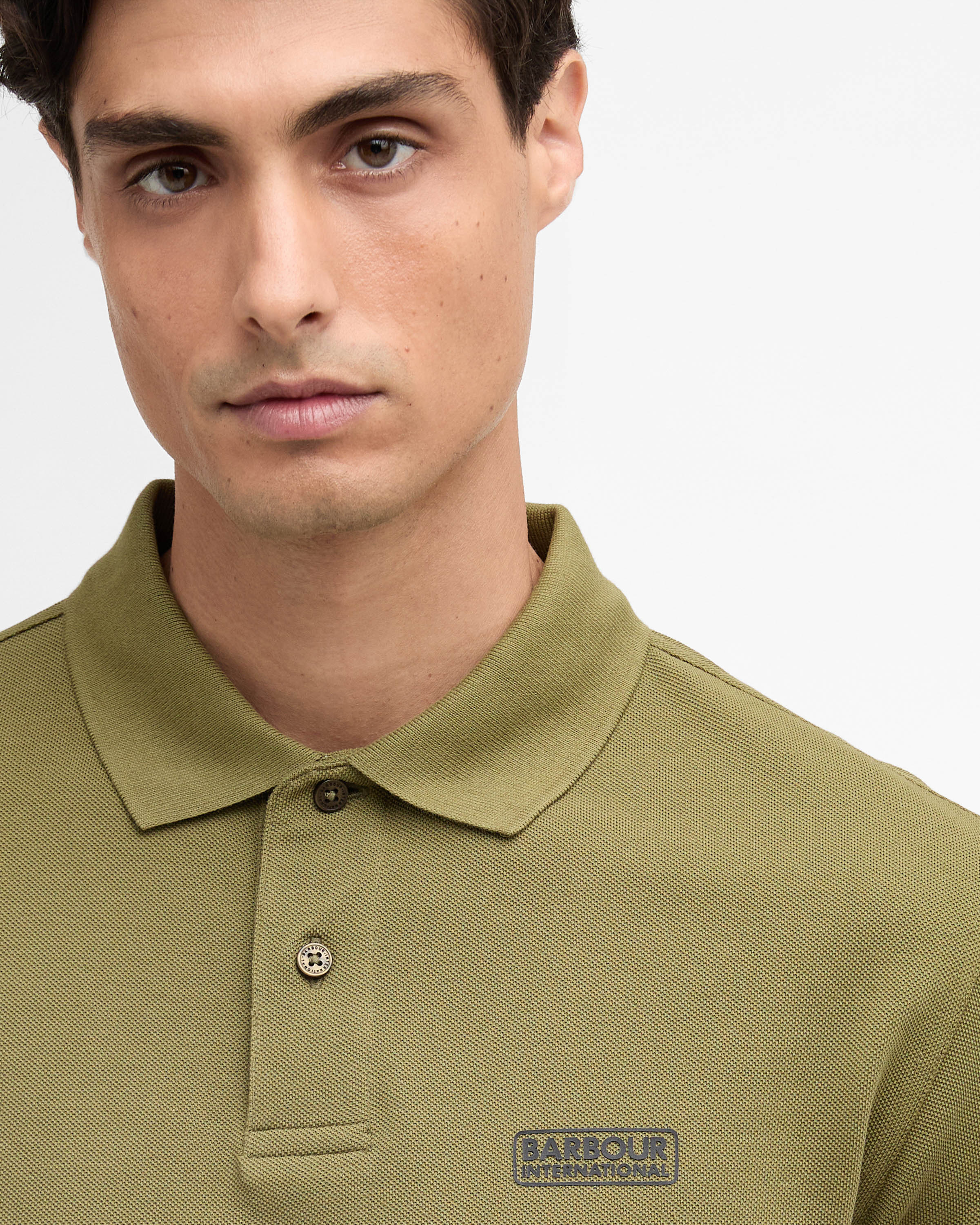 Barbour International Essential Short Sleeve Mens Polo - Cable Olive - Image 2