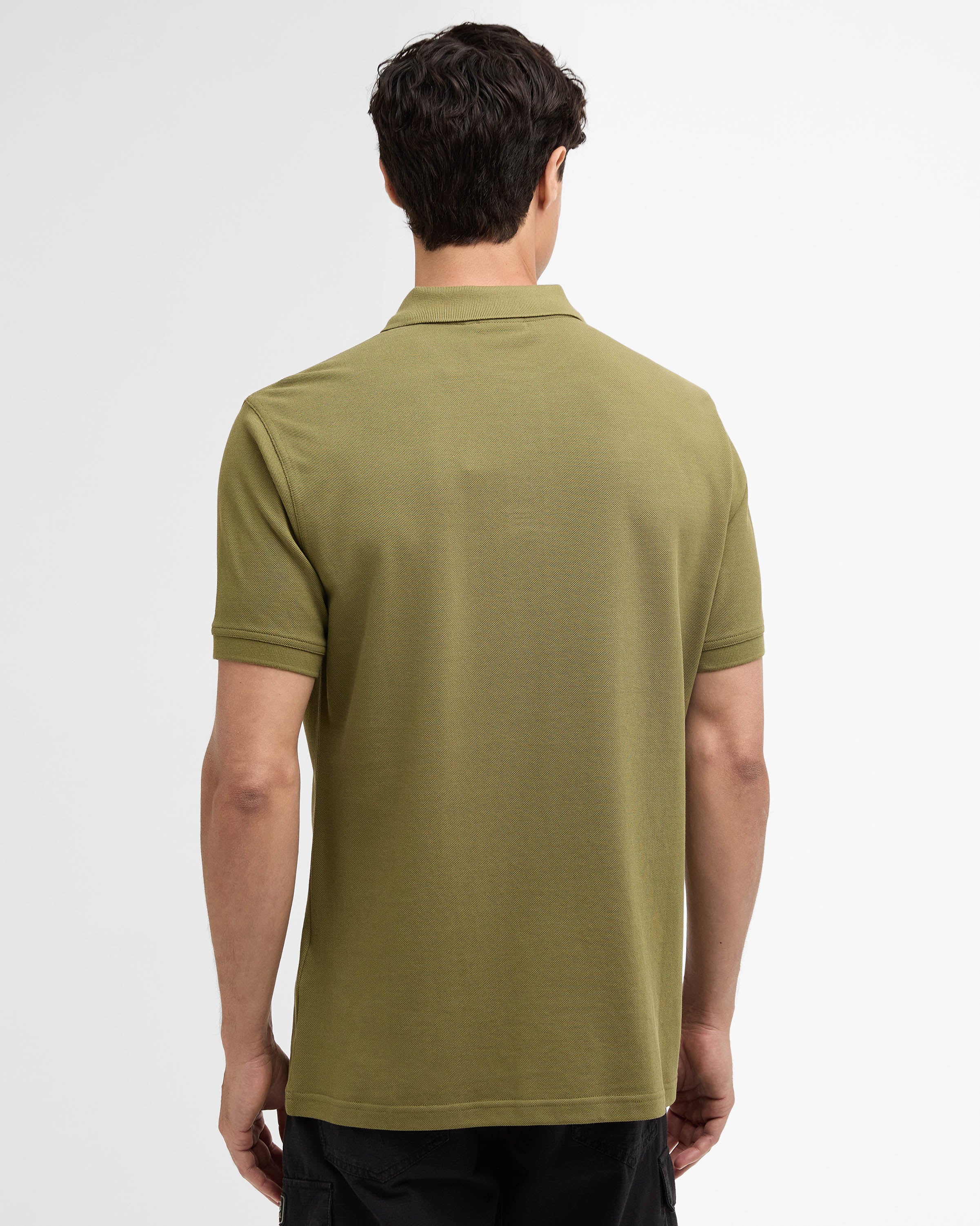 Barbour International Essential Short Sleeve Mens Polo - Cable Olive - Image 4