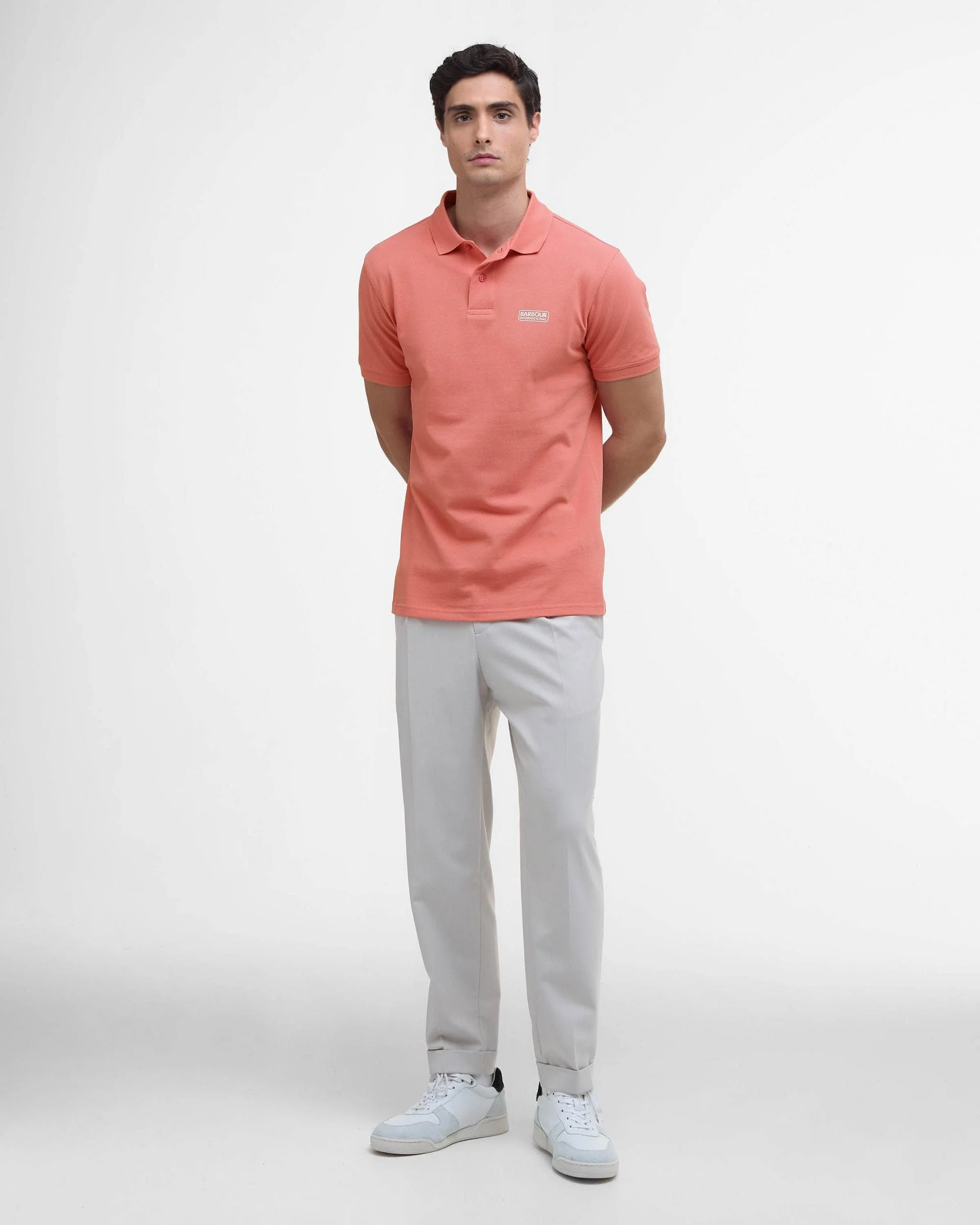Barbour International Essential Short Sleeve Mens Polo - Coral - Image 2