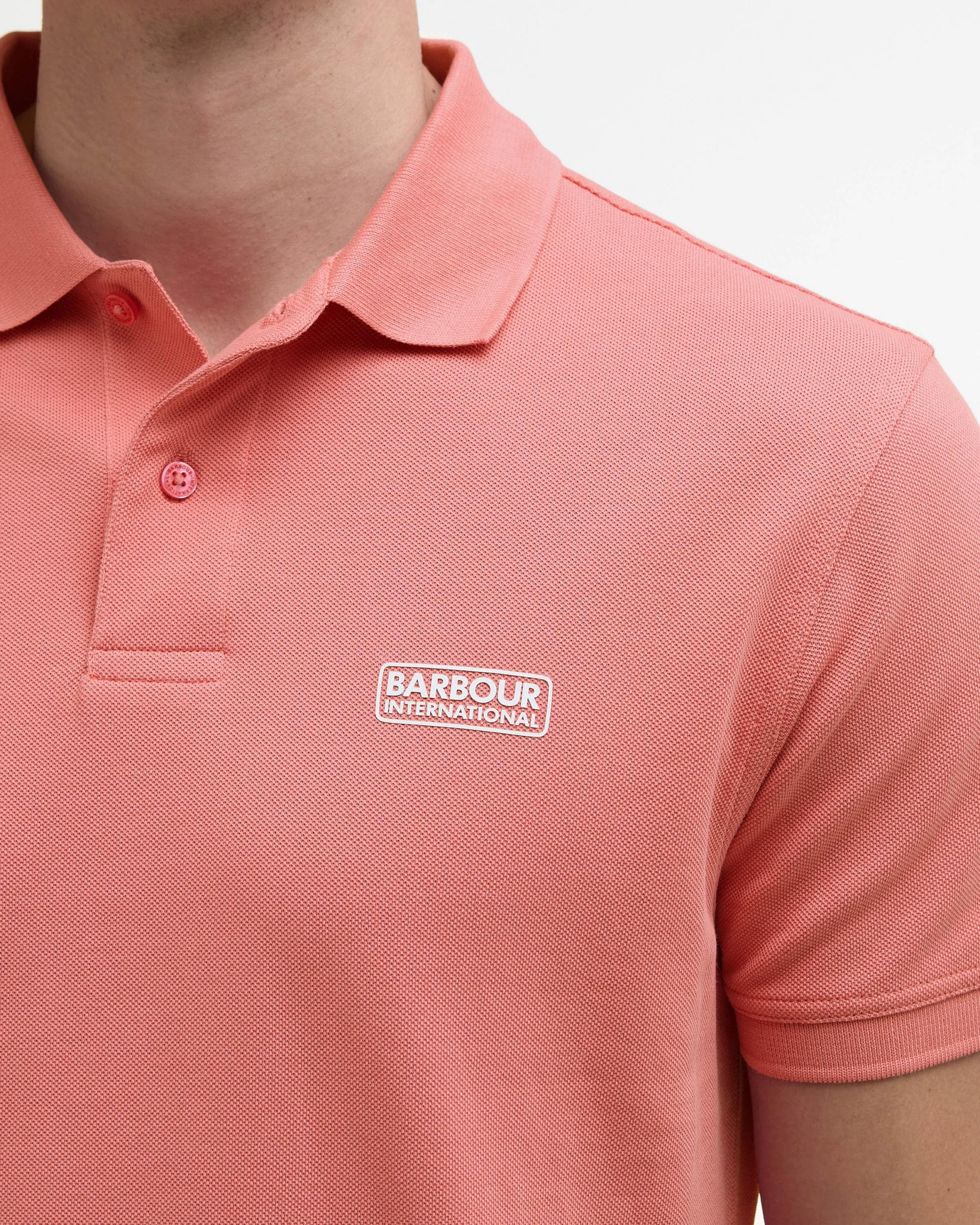 Barbour International Essential Short Sleeve Mens Polo - Coral - Image 3