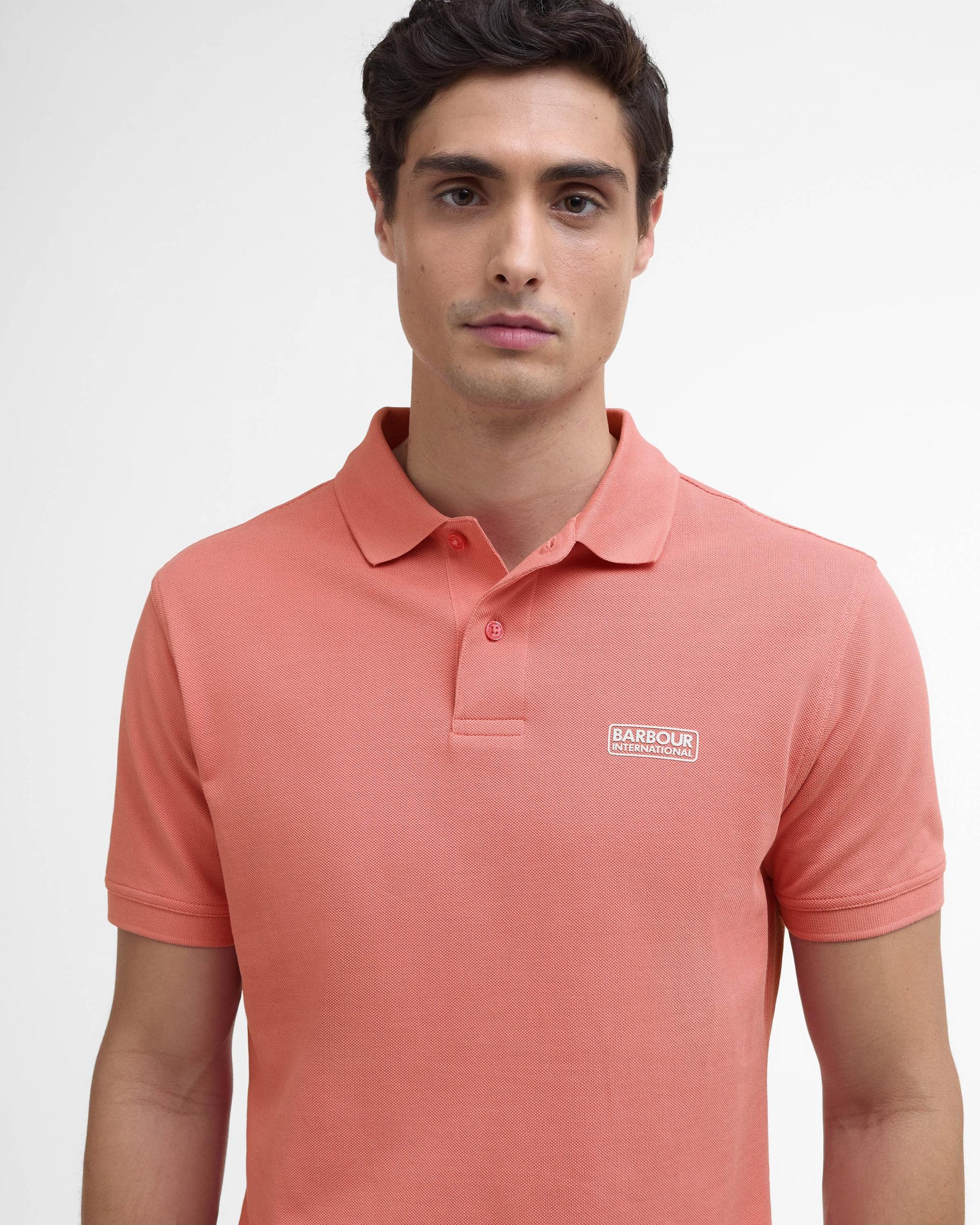 Barbour International Essential Short Sleeve Mens Polo - Coral - Image 4