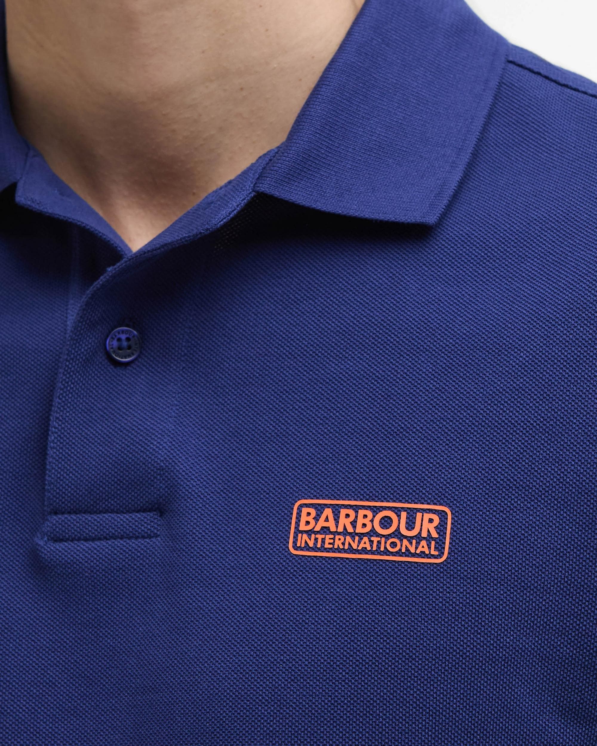 Barbour International Essential Short Sleeve Mens Polo - Pigment Navy - Image 3