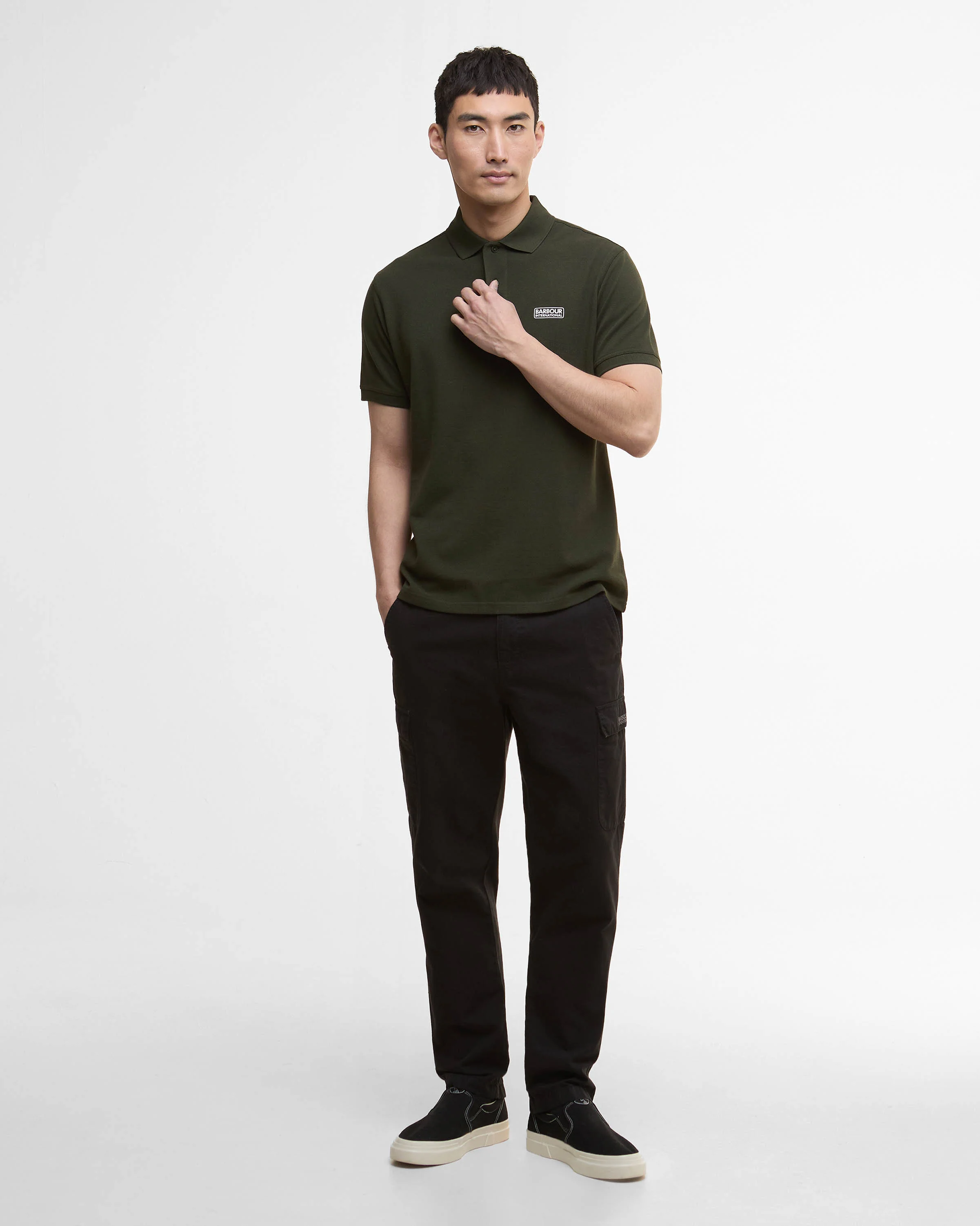 Barbour International Essential Short Sleeve Mens Polo - Sage - Image 2