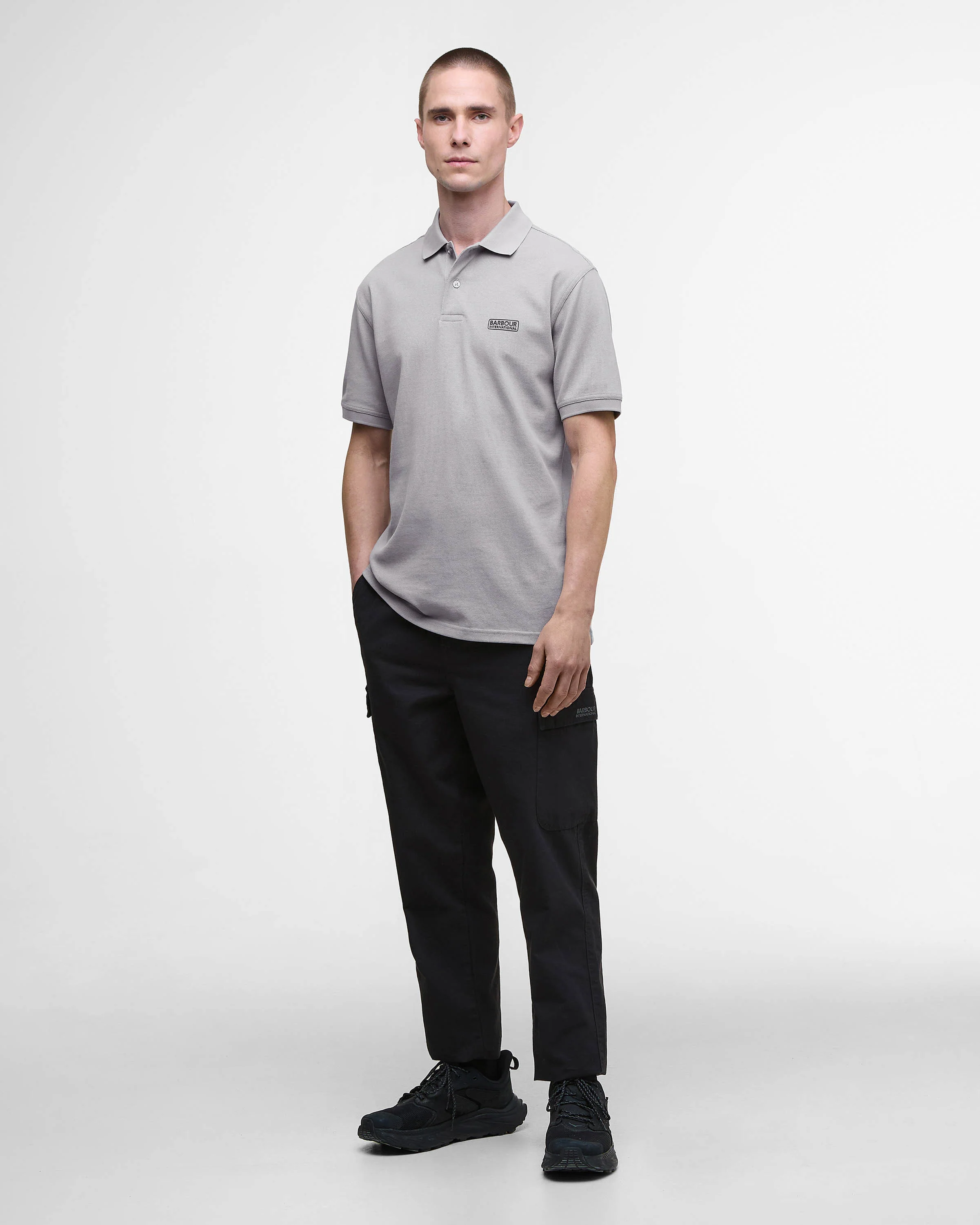 Barbour International Essential Short Sleeve Mens Polo - Ultimate Grey - Image 4