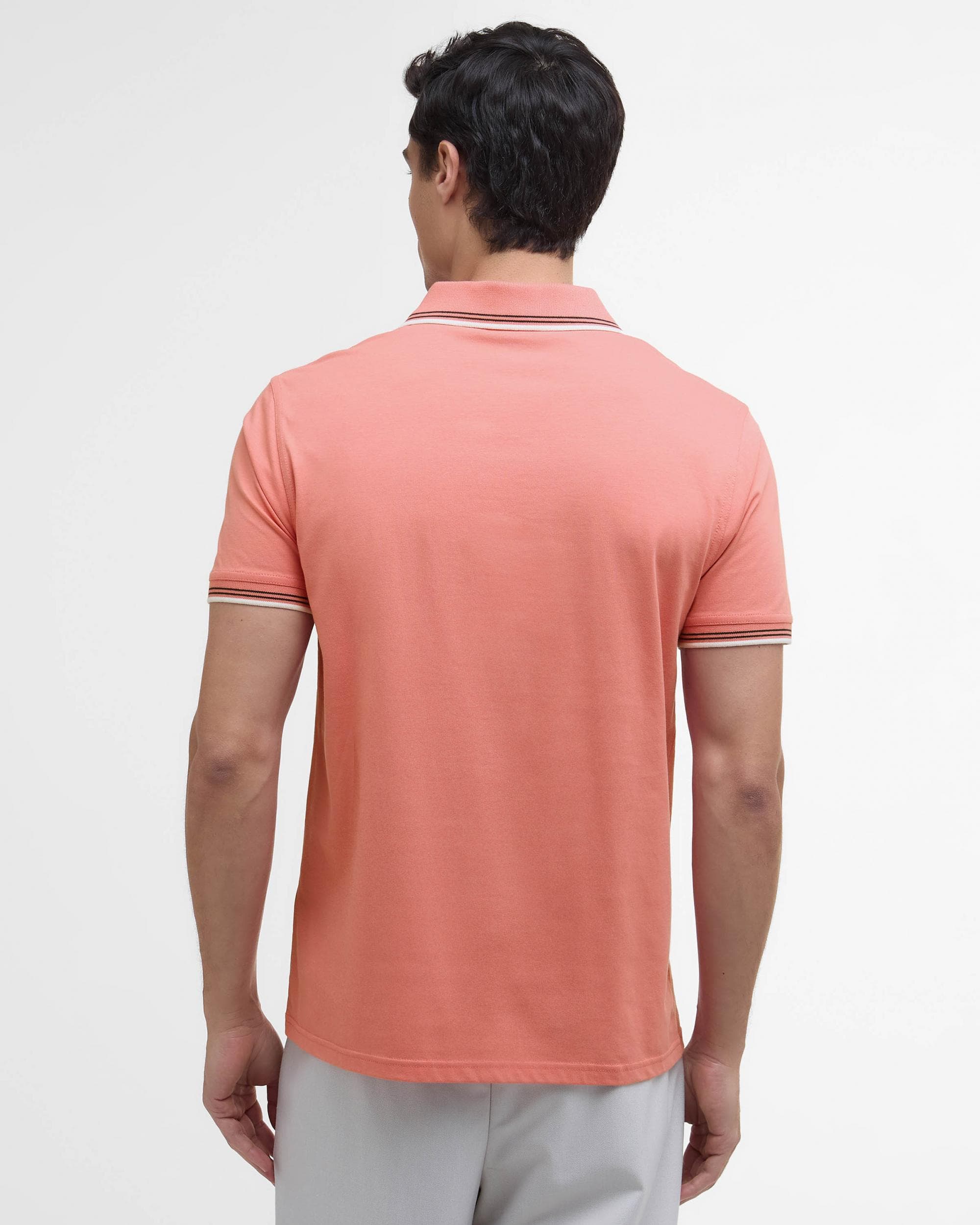 Barbour International Ethan Mens Tipped Polo Shirt - Coral - Image 5