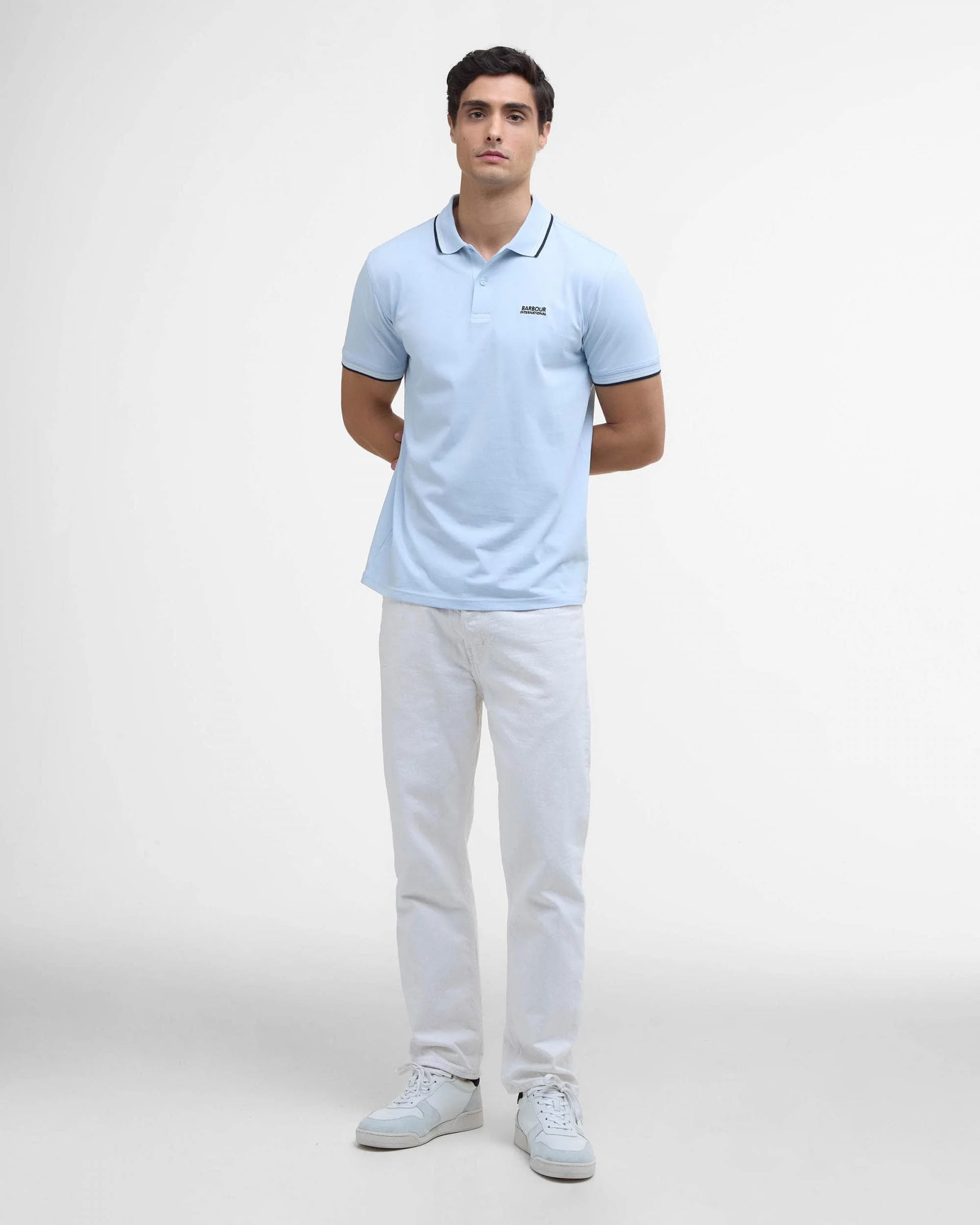 Barbour International Ethan Mens Tipped Polo Shirt - Heritage Blue - Image 2