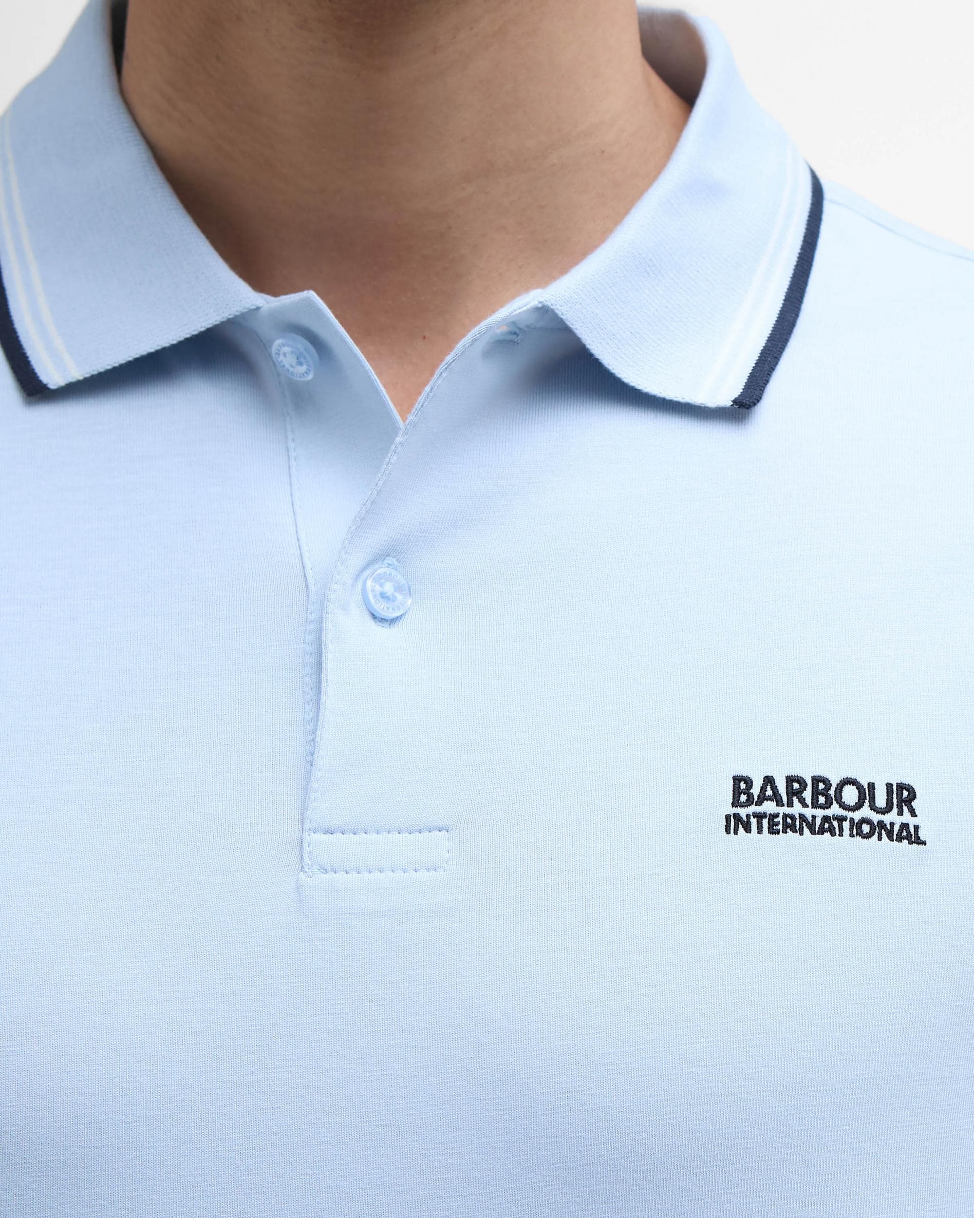 Barbour International Ethan Mens Tipped Polo Shirt - Heritage Blue - Image 3