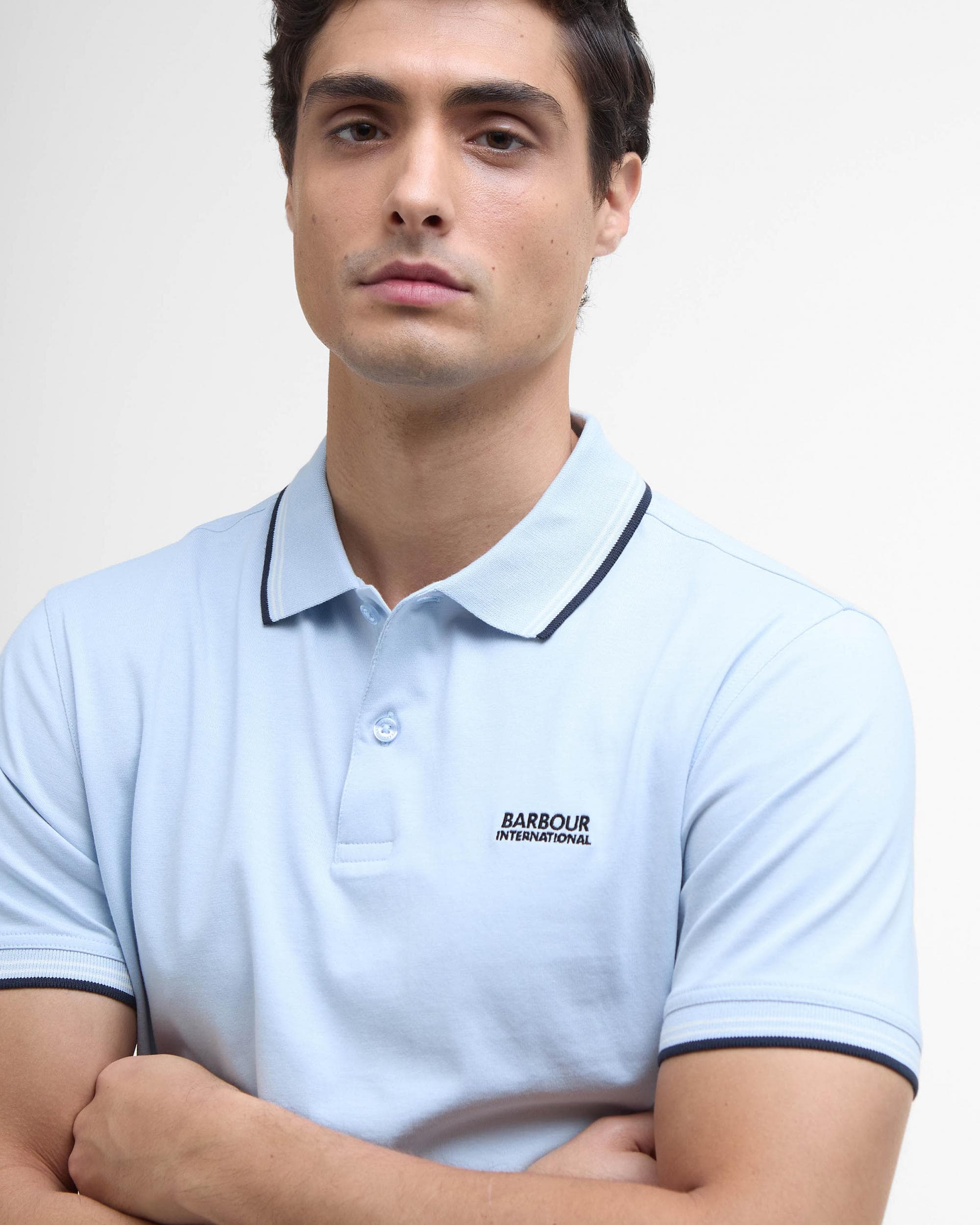 Barbour International Ethan Mens Tipped Polo Shirt - Heritage Blue - Image 4