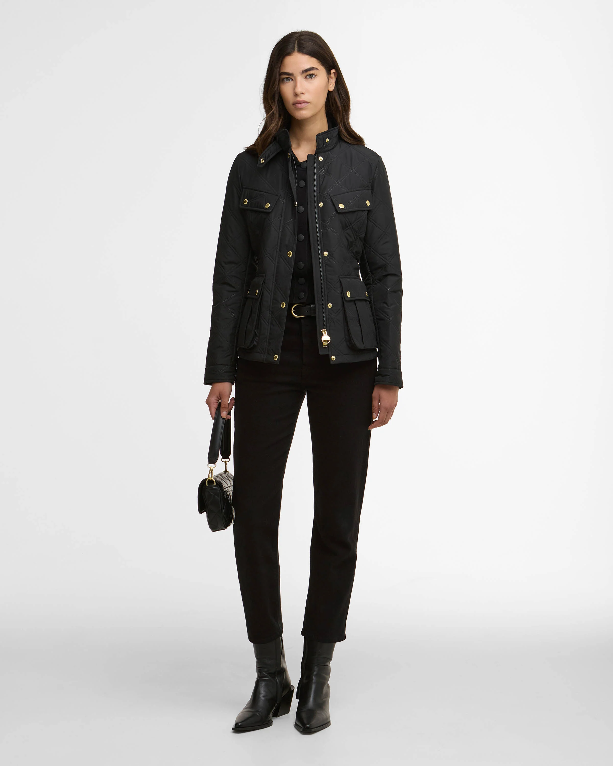 Barbour International Halsey Womens Quilted Jacket - Black - Image 2