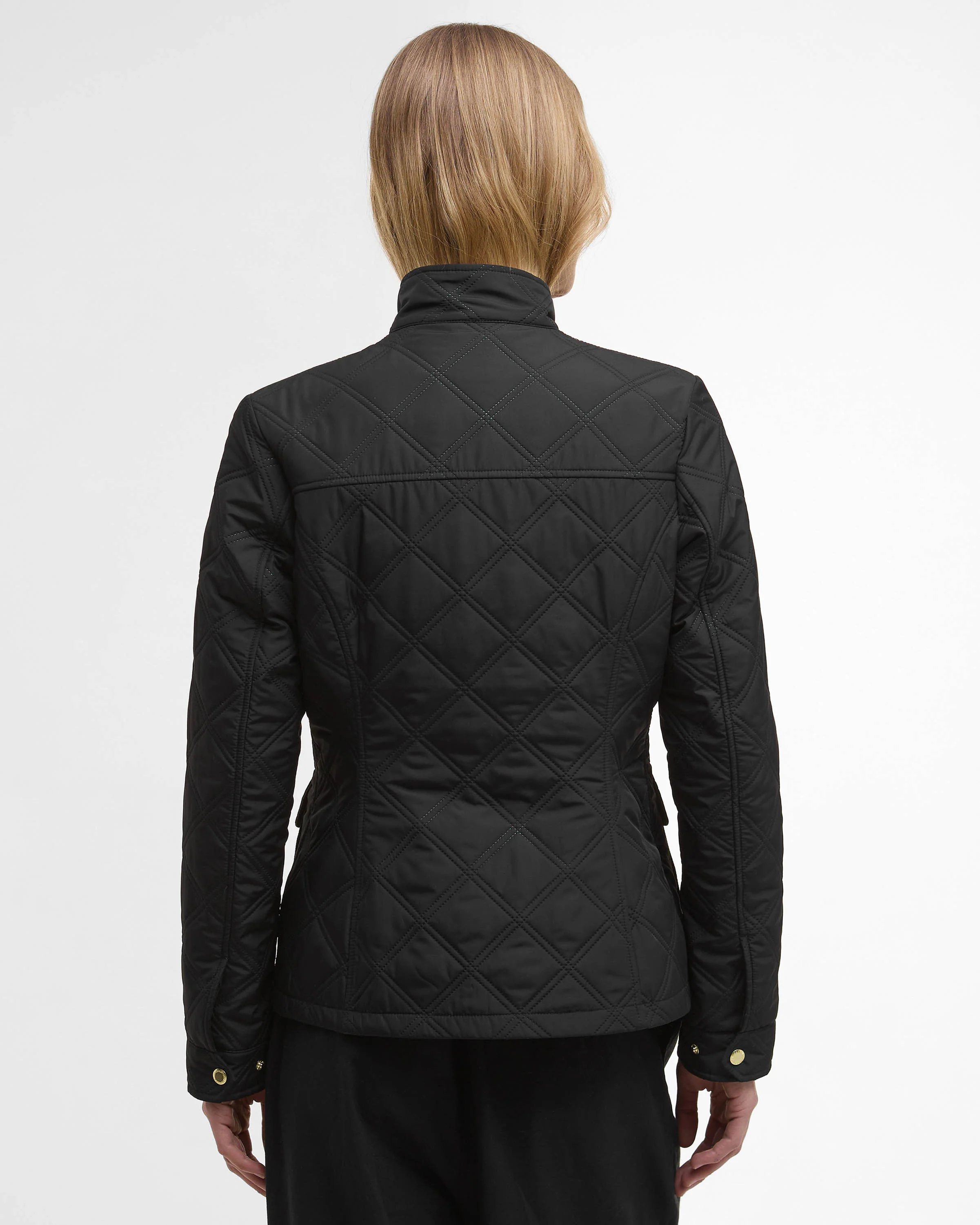 Barbour International Halsey Womens Quilted Jacket - Black/Dusky Khaki - Image 6