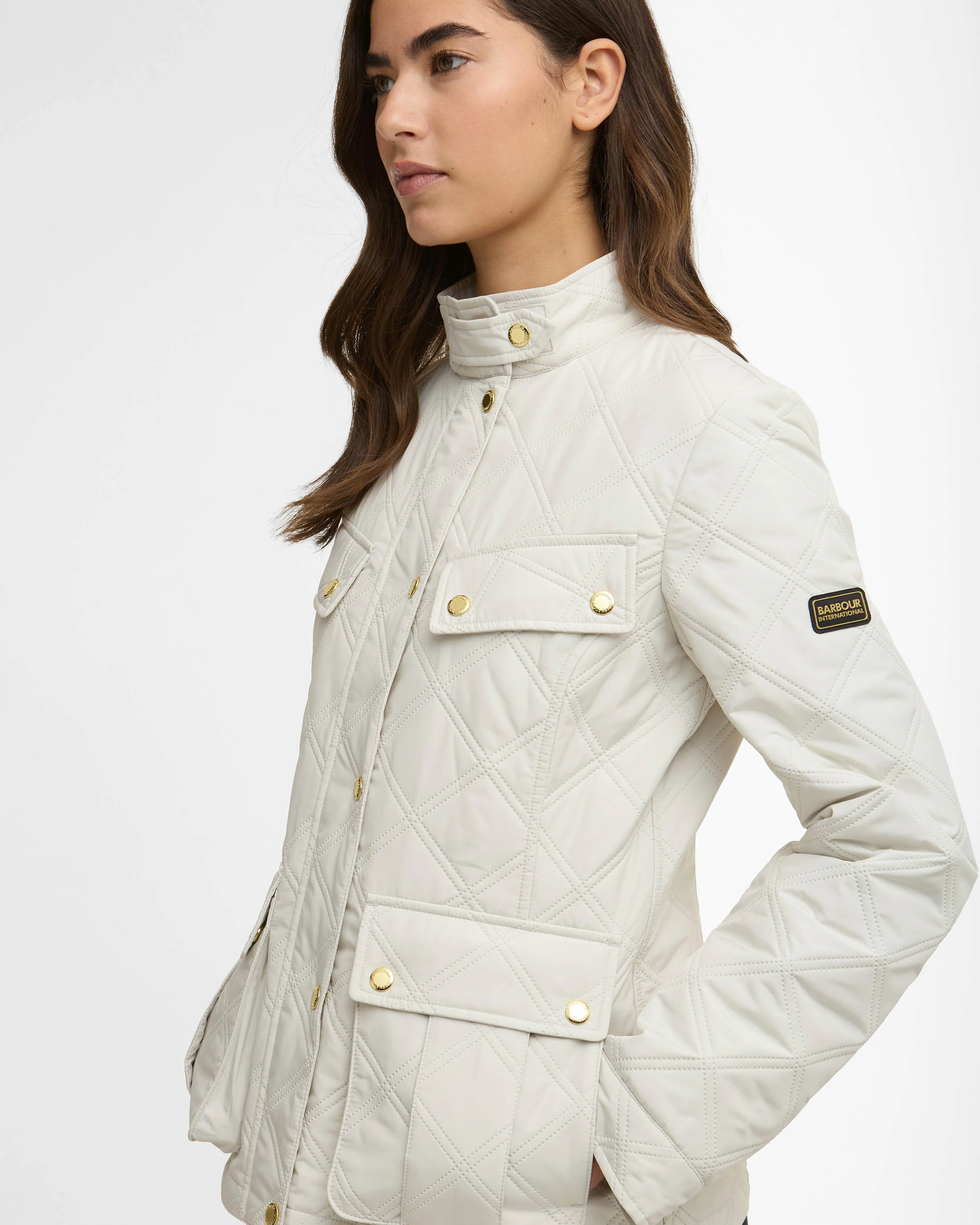 Barbour International Halsey Womens Quilted Jacket - Silver Birch - Image 2